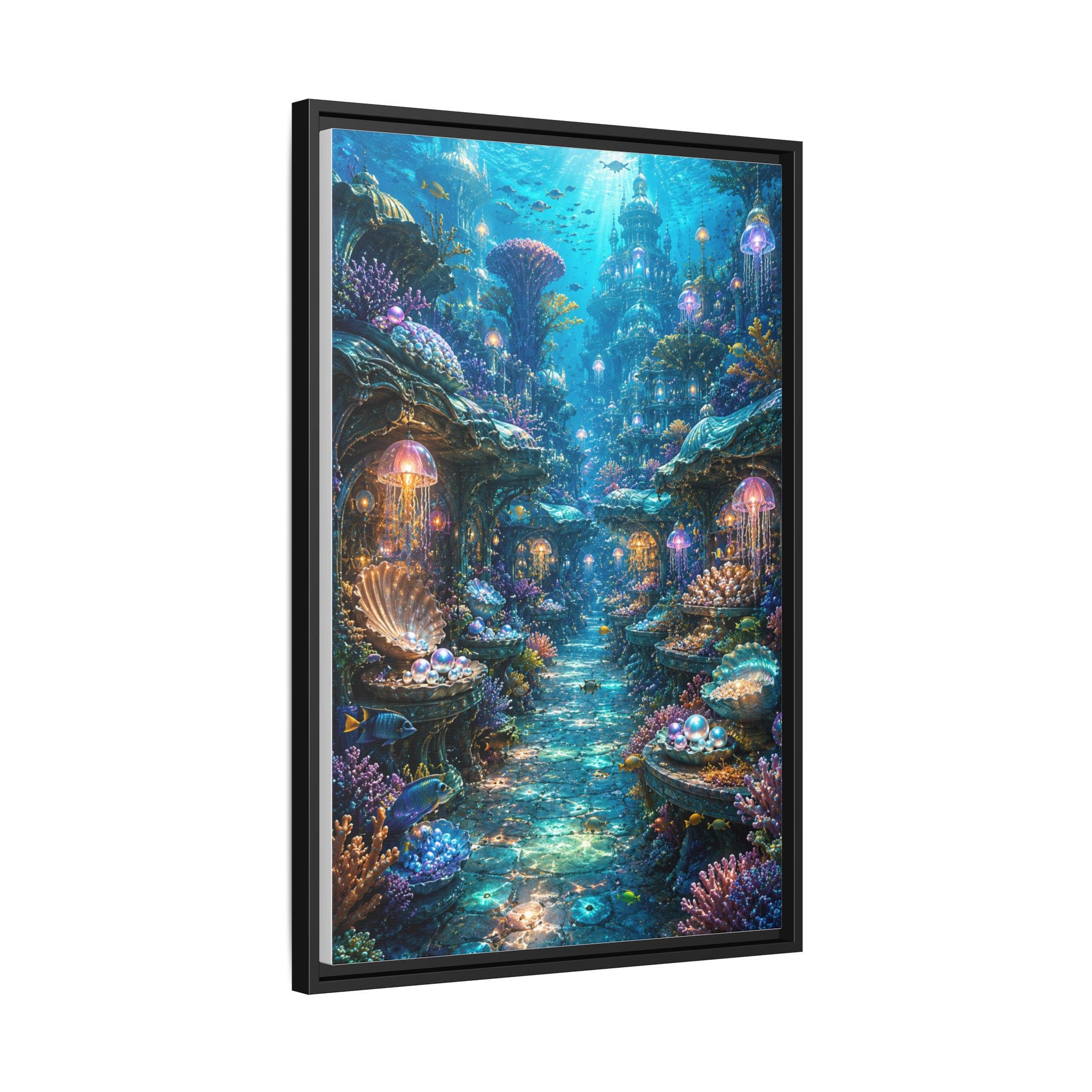 Framed Matte Canvas - Enchanted Underwater Coral Reef Print