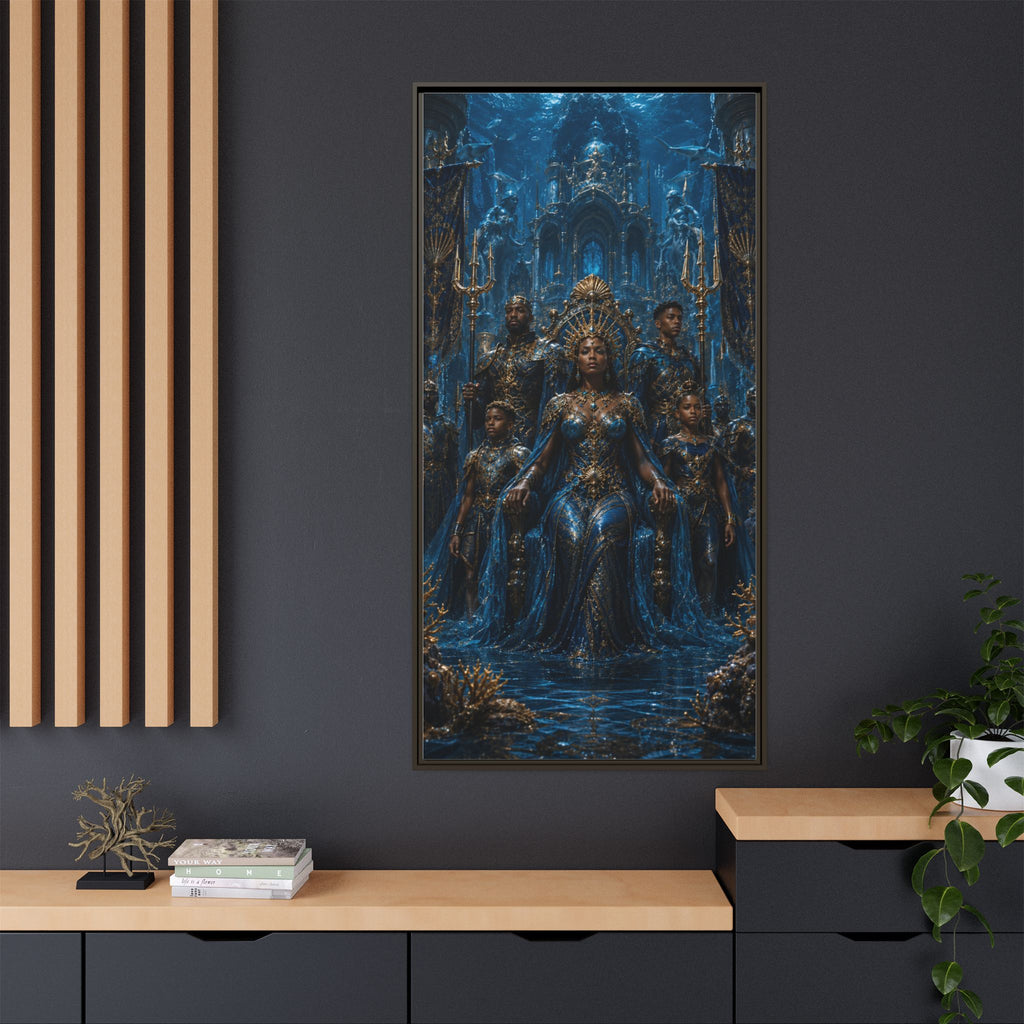 Underwater Queen Matte Framed Canvas — Oceanic Fantasy Wall Art