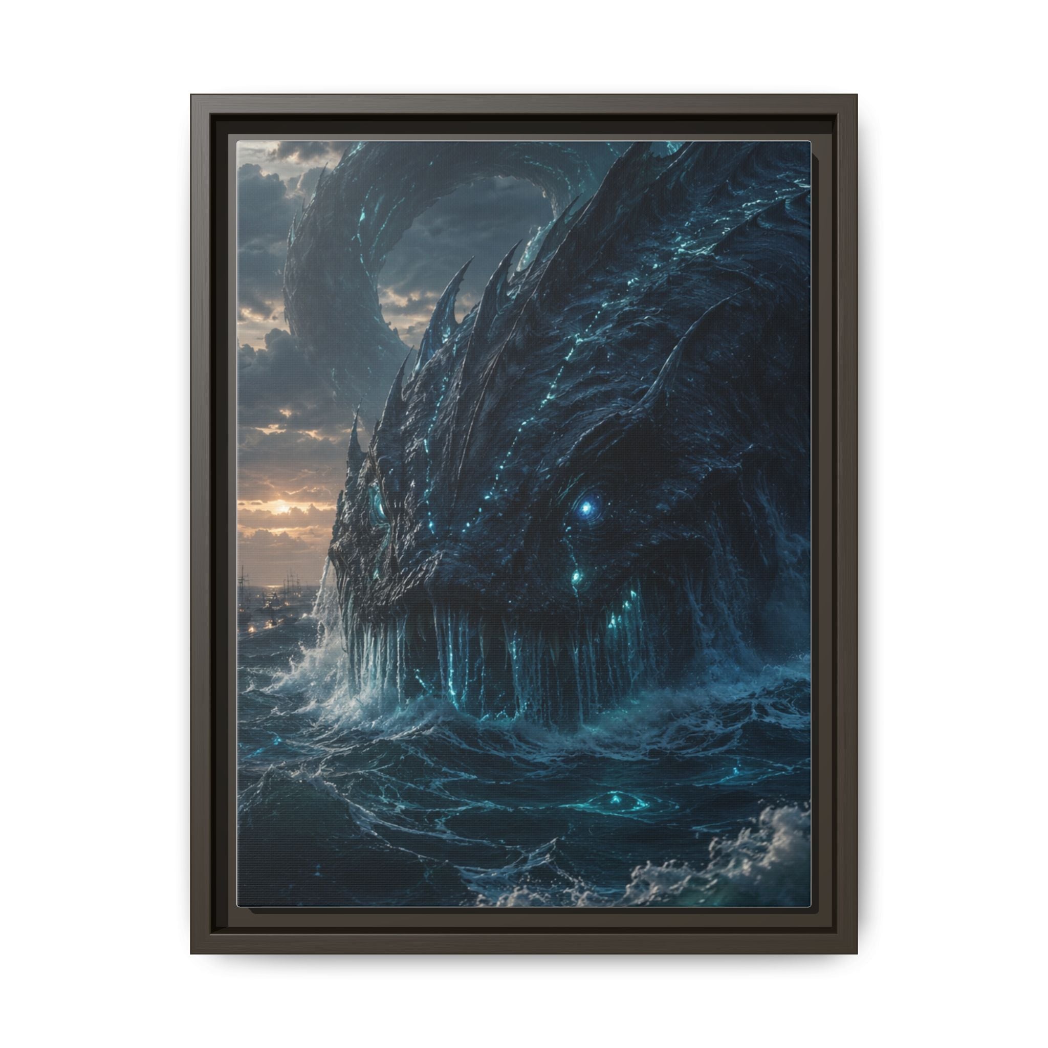 Framed Matte Canvas - Mythic Sea Leviathan Wall Art