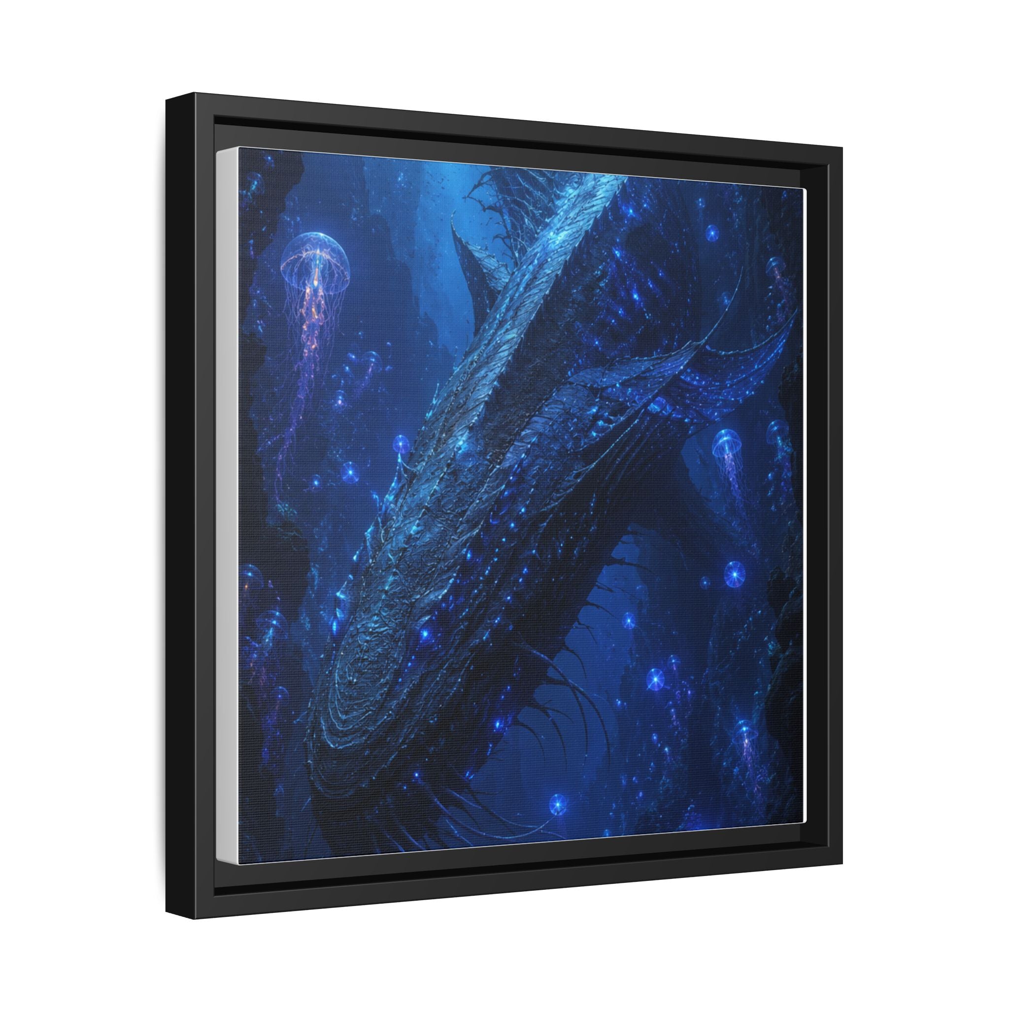 Framed Matte Canvas Art - Deep Sea Leviathan Fantasy Print
