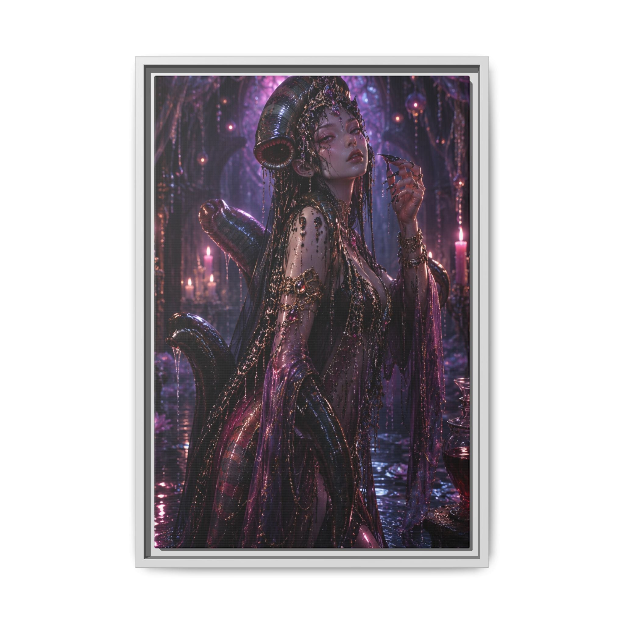 Gothic Fantasy Goddess Fine Art Paper Print — Dark Purple Wall Art