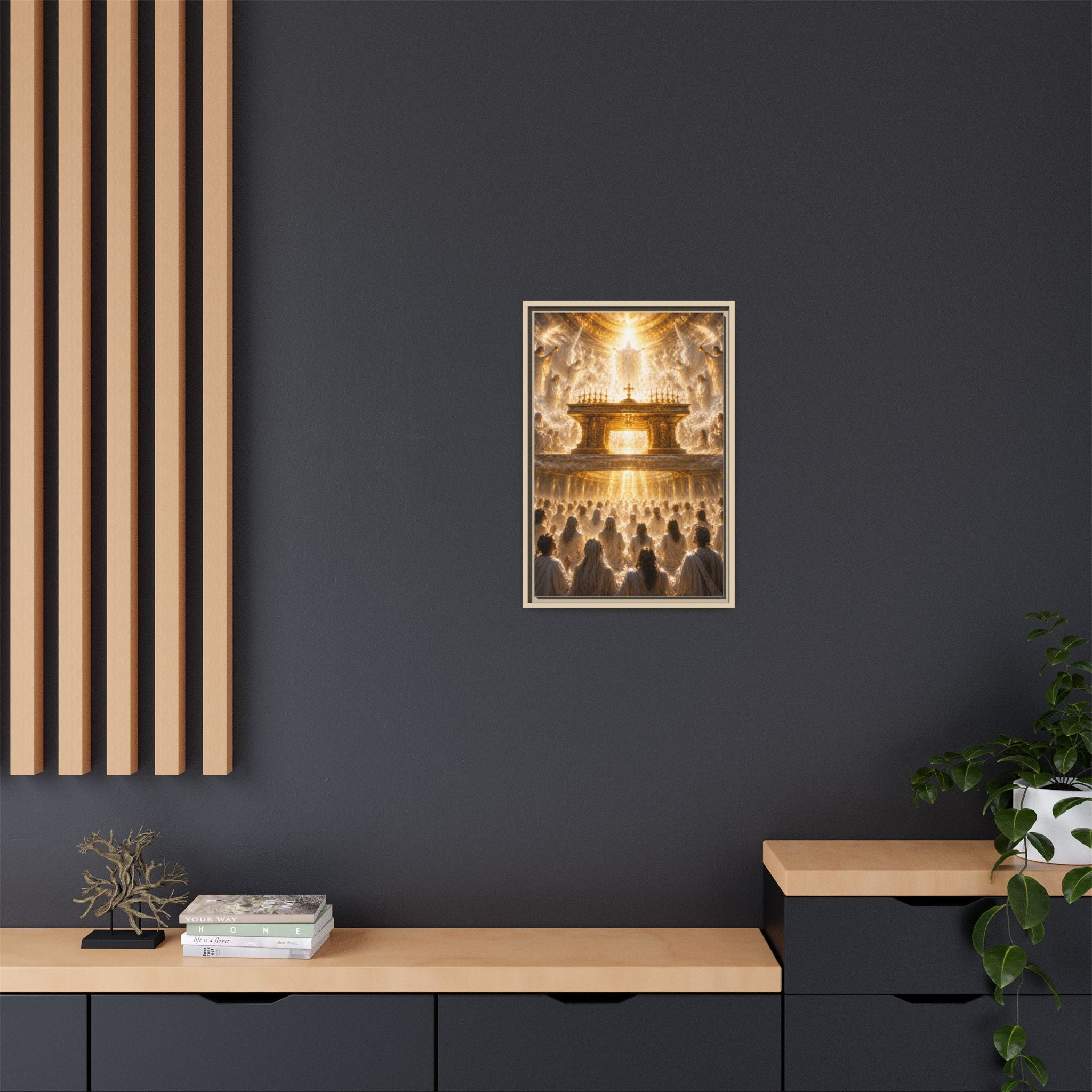 Heavenly Altar Matte Canvas Framed Wall Art — Spiritual Church Scene