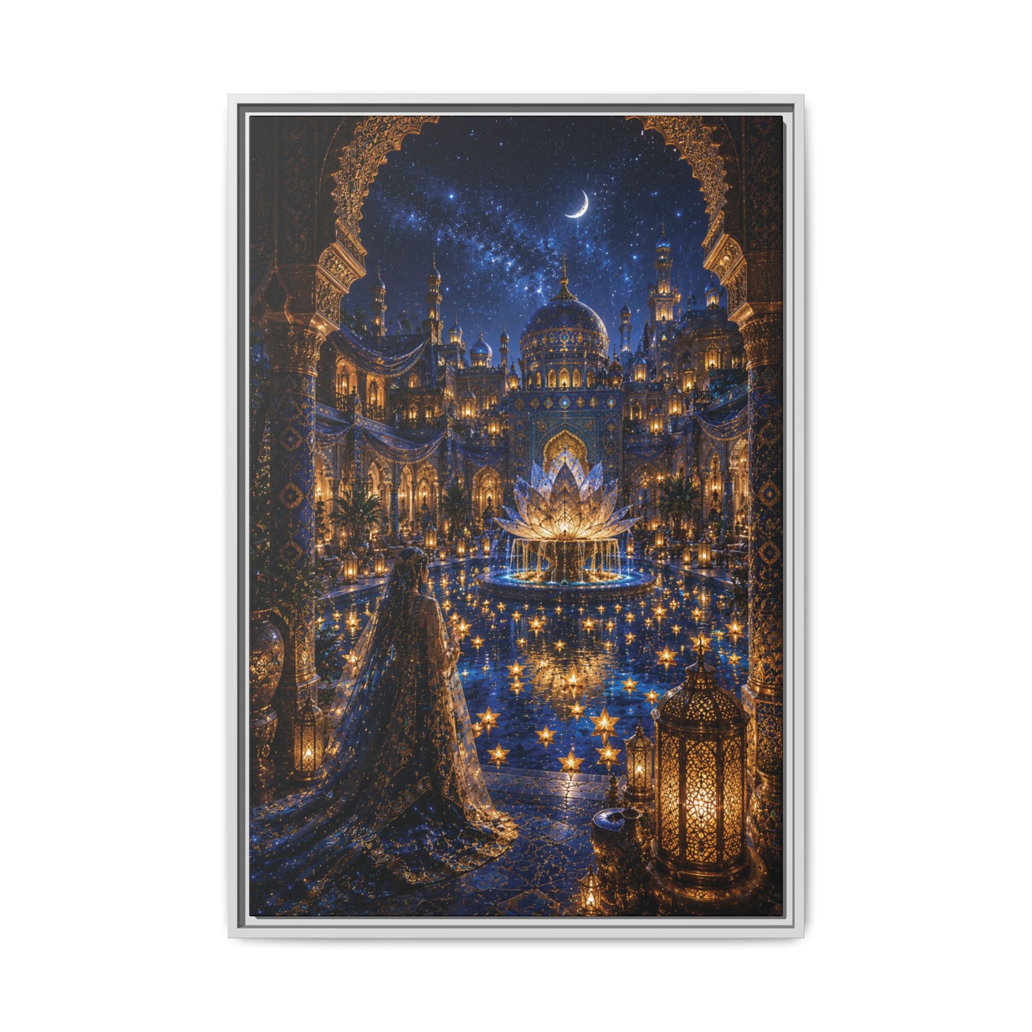 Fine Art Paper Print — Enchanted Ramadan Night Mosque & Lantern Wall Art