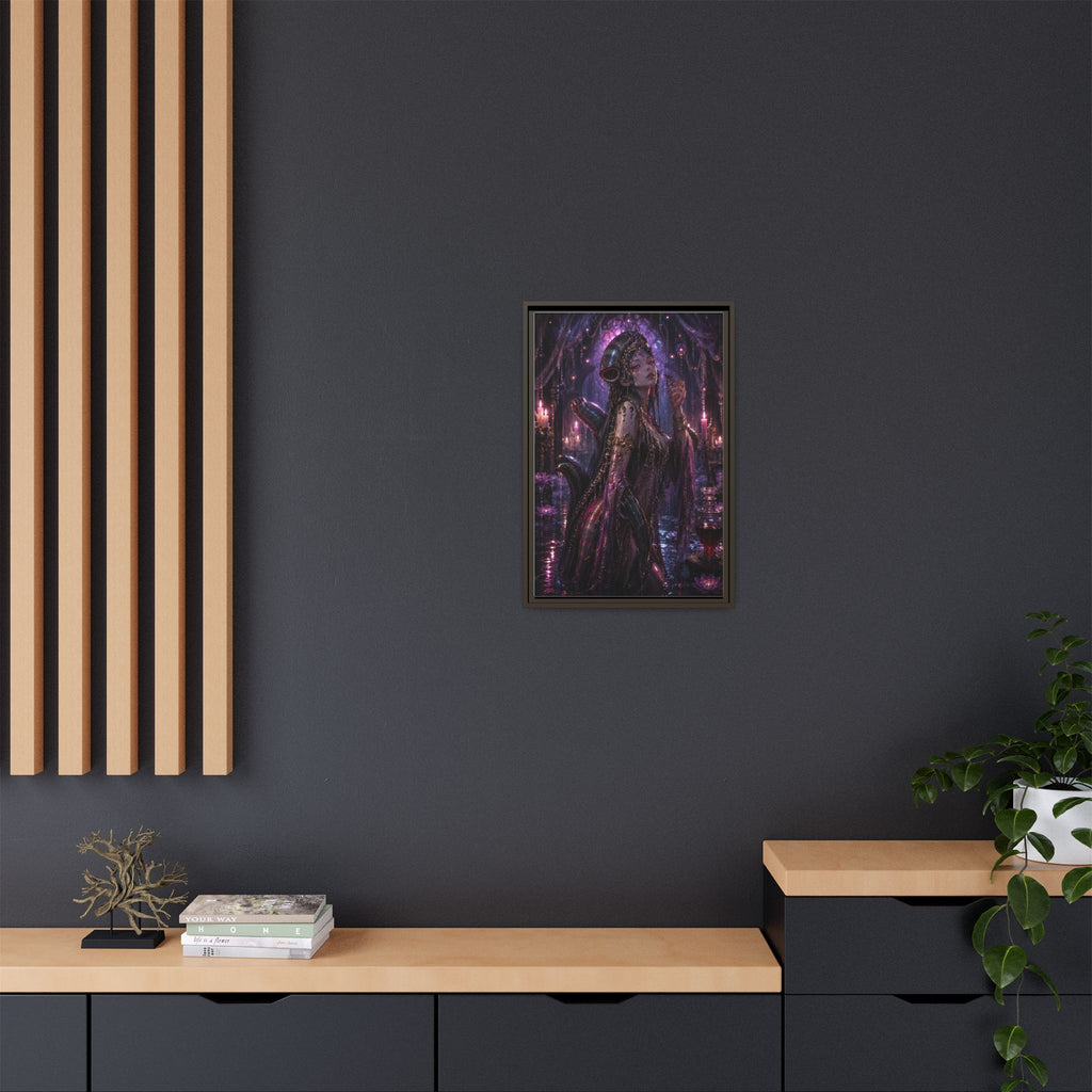 Gothic Fantasy Goddess Matte Canvas Print — Framed Dark Purple Wall Art