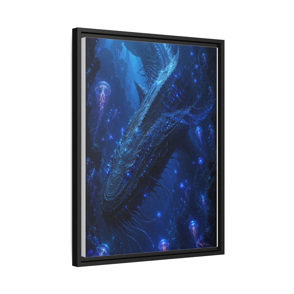 Framed Matte Canvas Art - Deep Sea Leviathan Fantasy Print