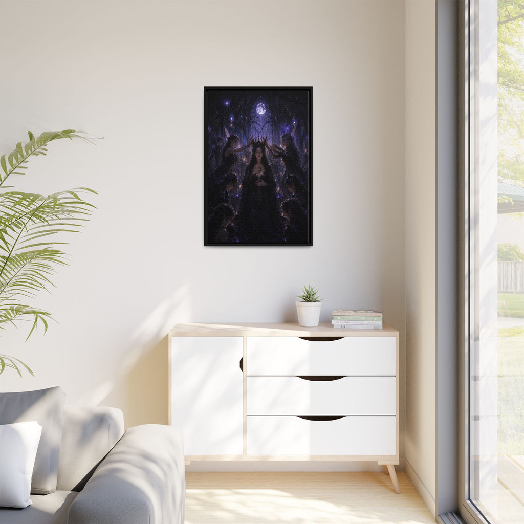 Gothic Moon Queen Framed Canvas Print