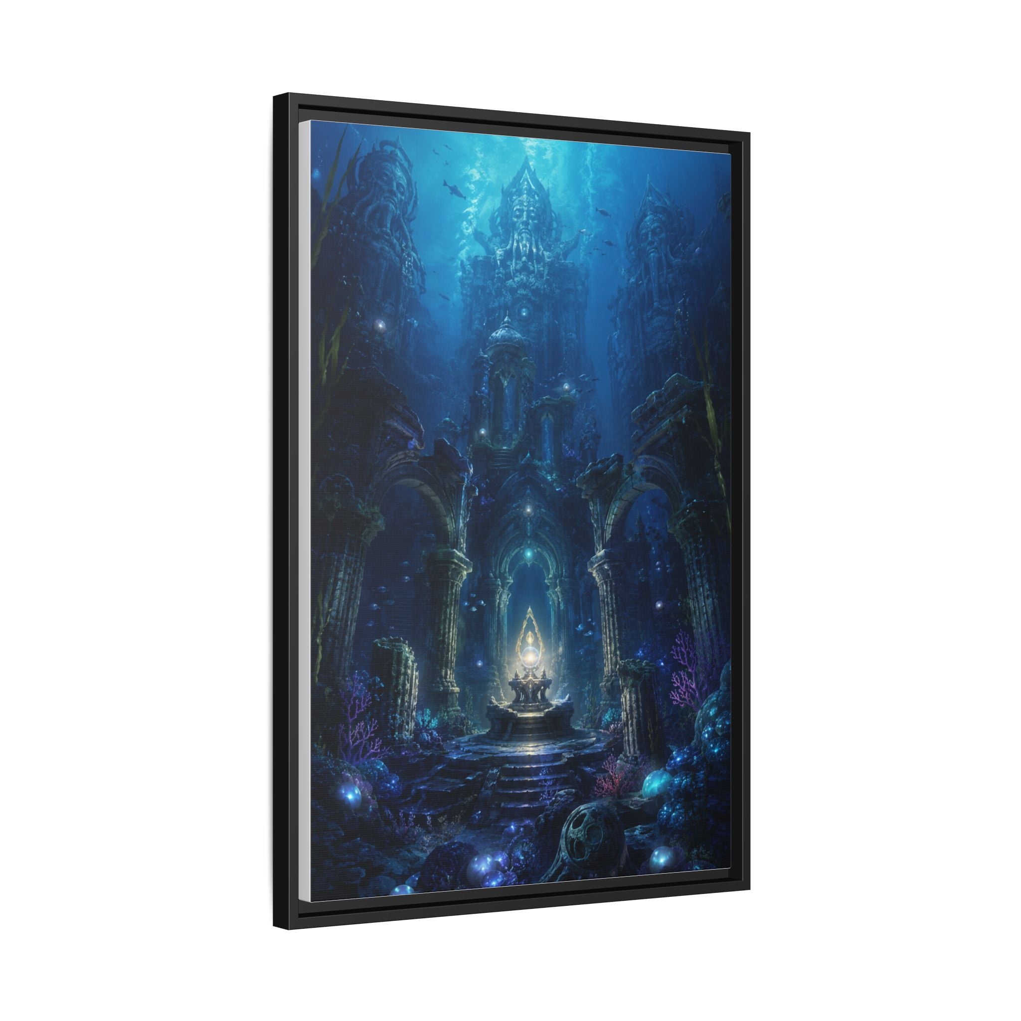 Framed Matte Canvas - Enchanted Underwater Temple Fantasy Art