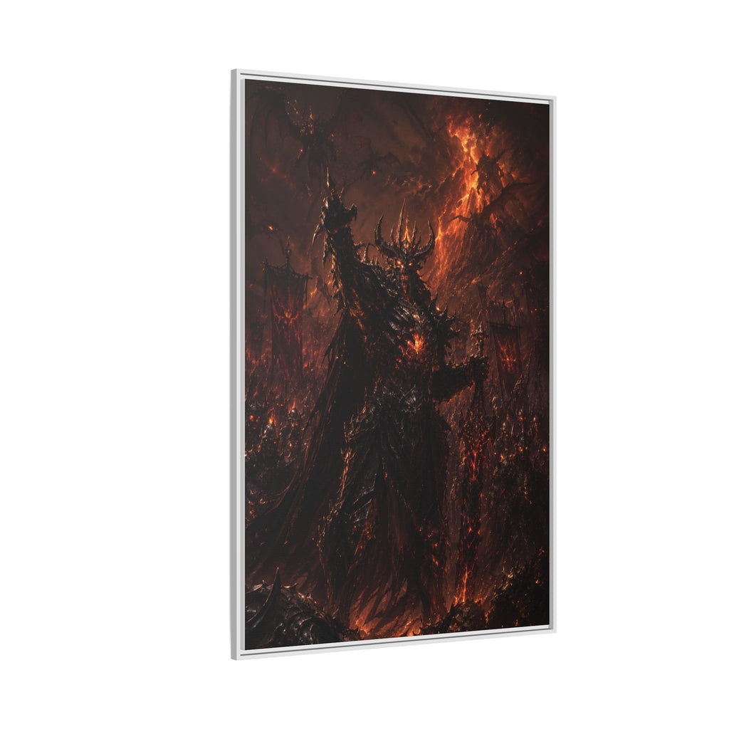Framed Matte Canvas: Infernal Dark Lord Fantasy Wall Art