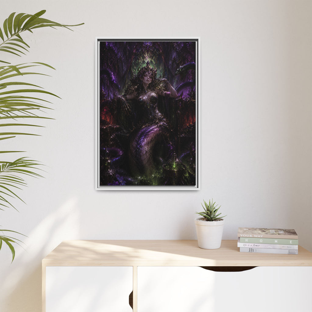 Dark Fantasy Goddess Matte Canvas Print — Framed Multi‑Color Wall Art