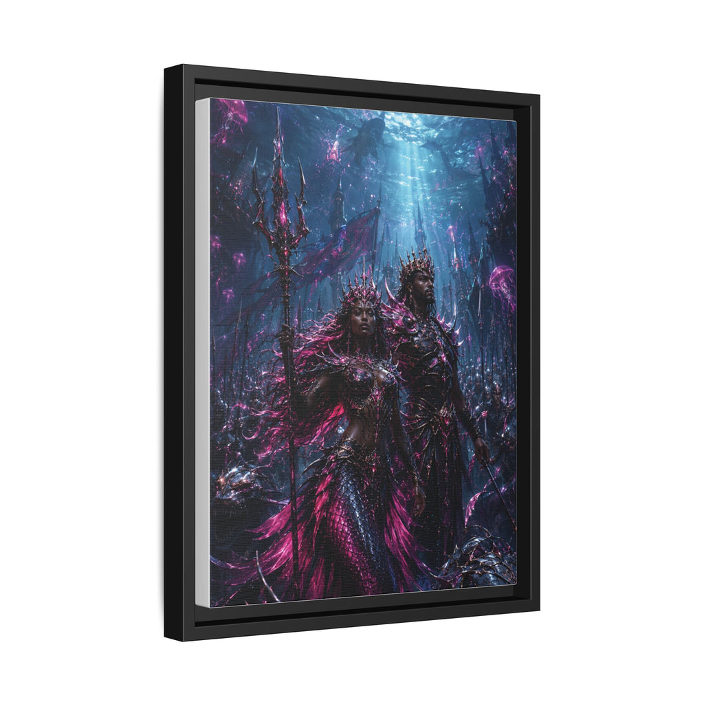 Framed Matte Canvas Print — Mystical Underwater King & Queen Artwork