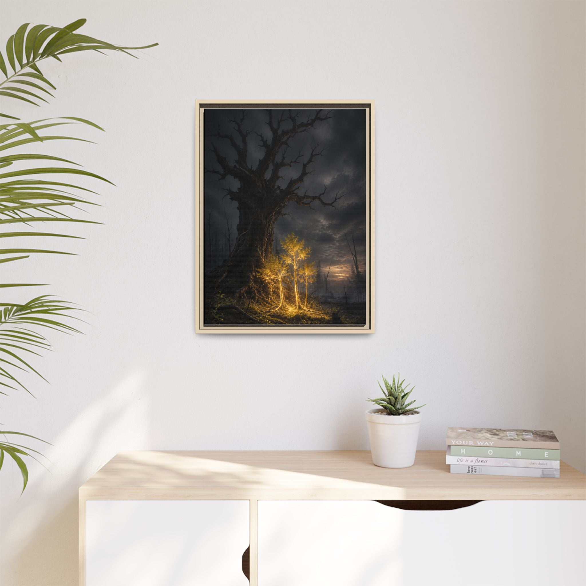 Framed Matte Canvas — Glowing Enchanted Tree Wall Art