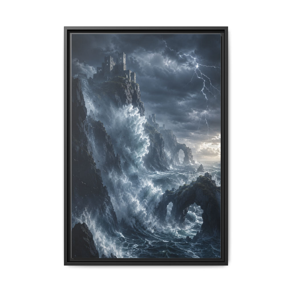 Framed Matte Canvas - Stormy Ocean Fantasy Wall Art