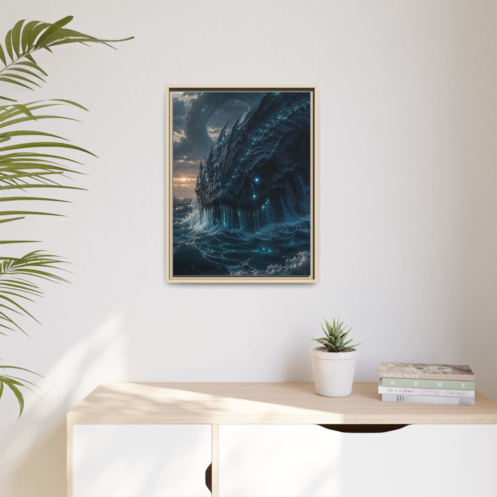 Framed Matte Canvas - Mythic Sea Leviathan Wall Art