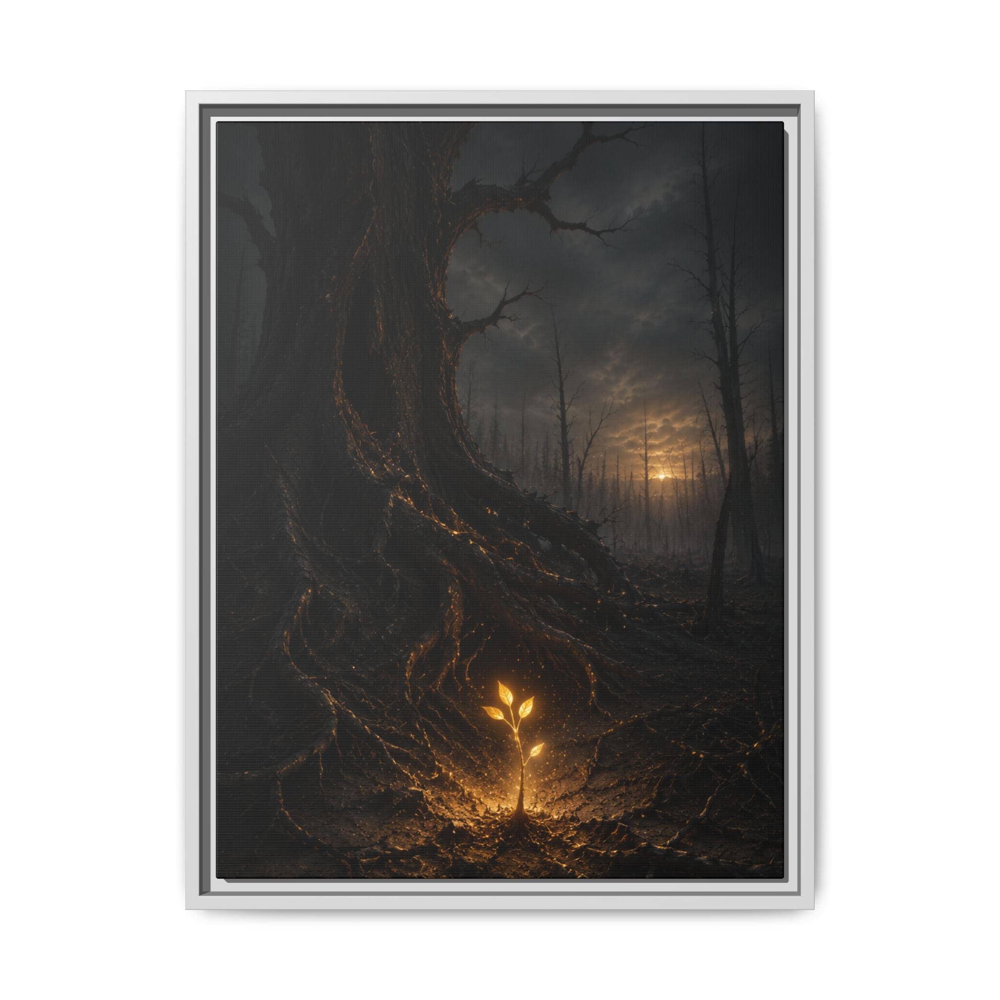 Fine Art Paper Print — Glow Sprout in Dark Forest (Ethereal Fantasy Wall Art)