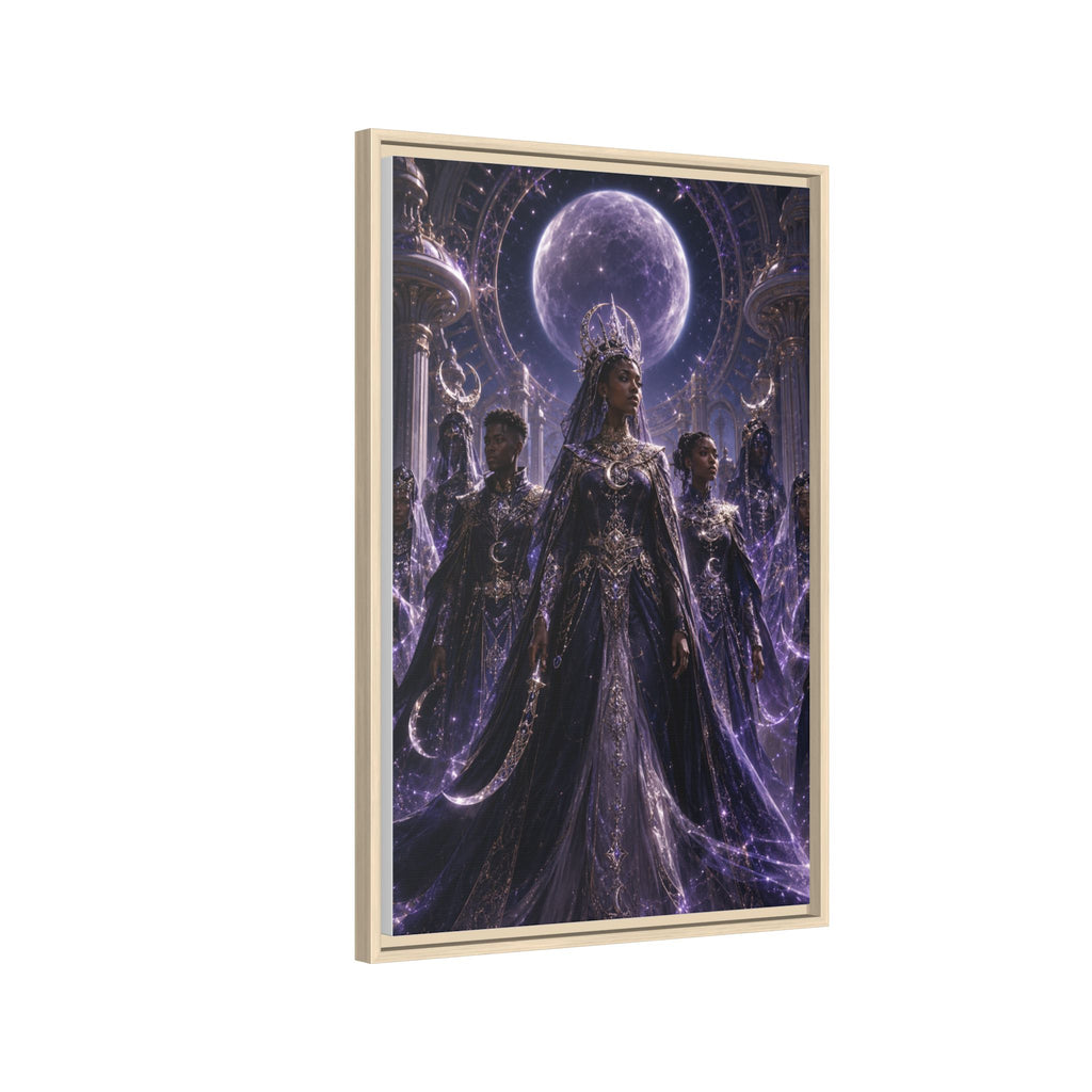 Mystic Moon Queen Framed Matte Canvas Print — Fantasy Royalty Wall Art