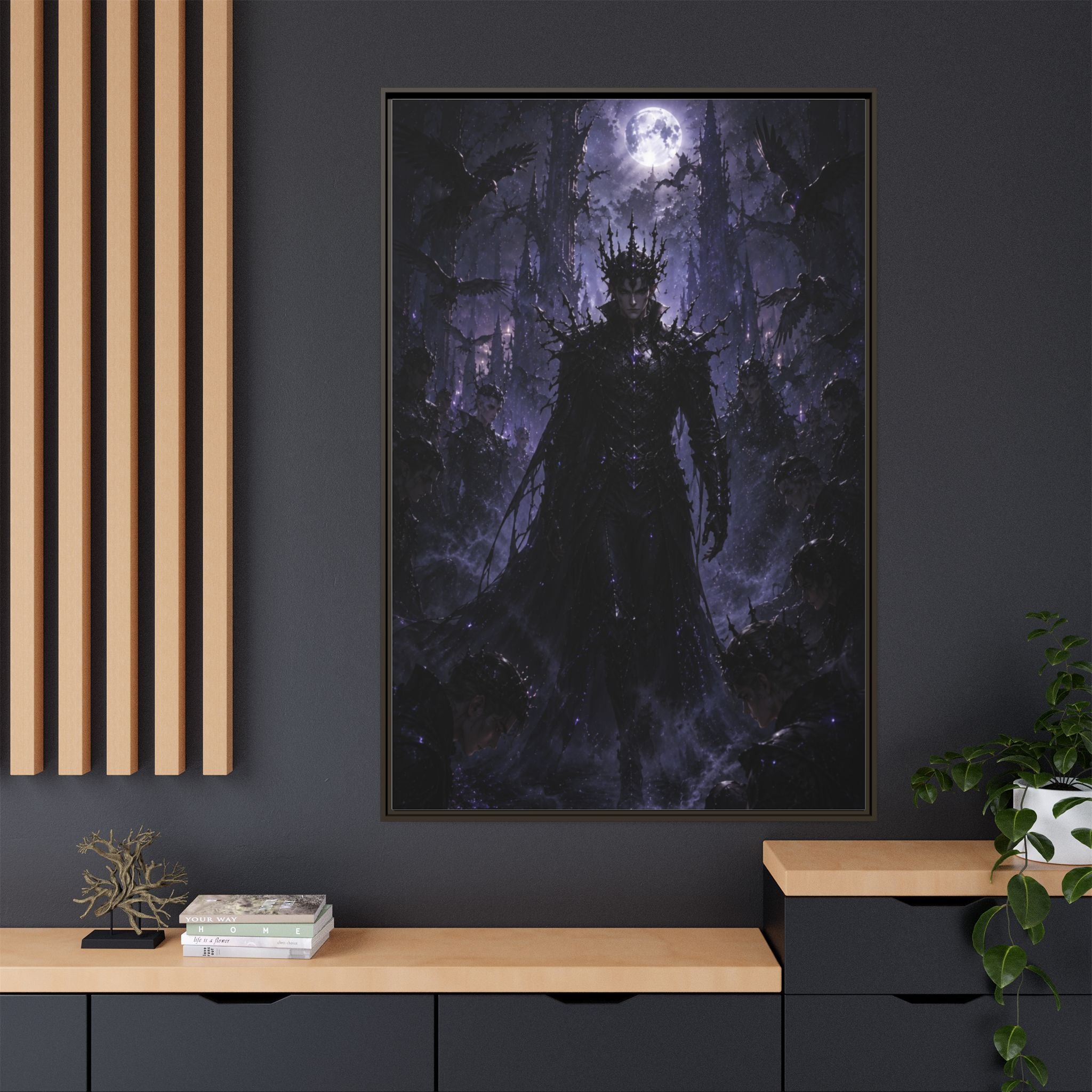 Dark King Matte Canvas Framed Print — Gothic Fantasy Wall Art