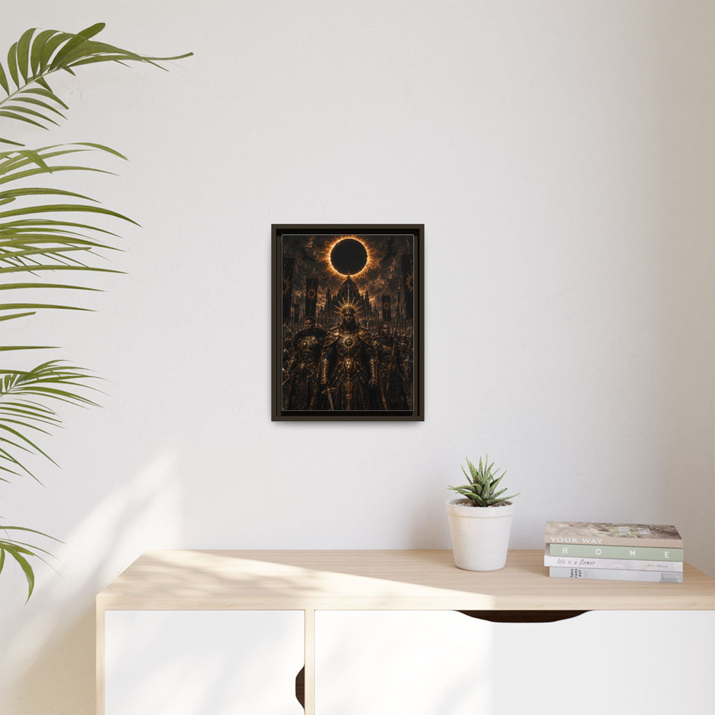 Dark Solar Eclipse Warrior Matte Canvas Framed Art Print