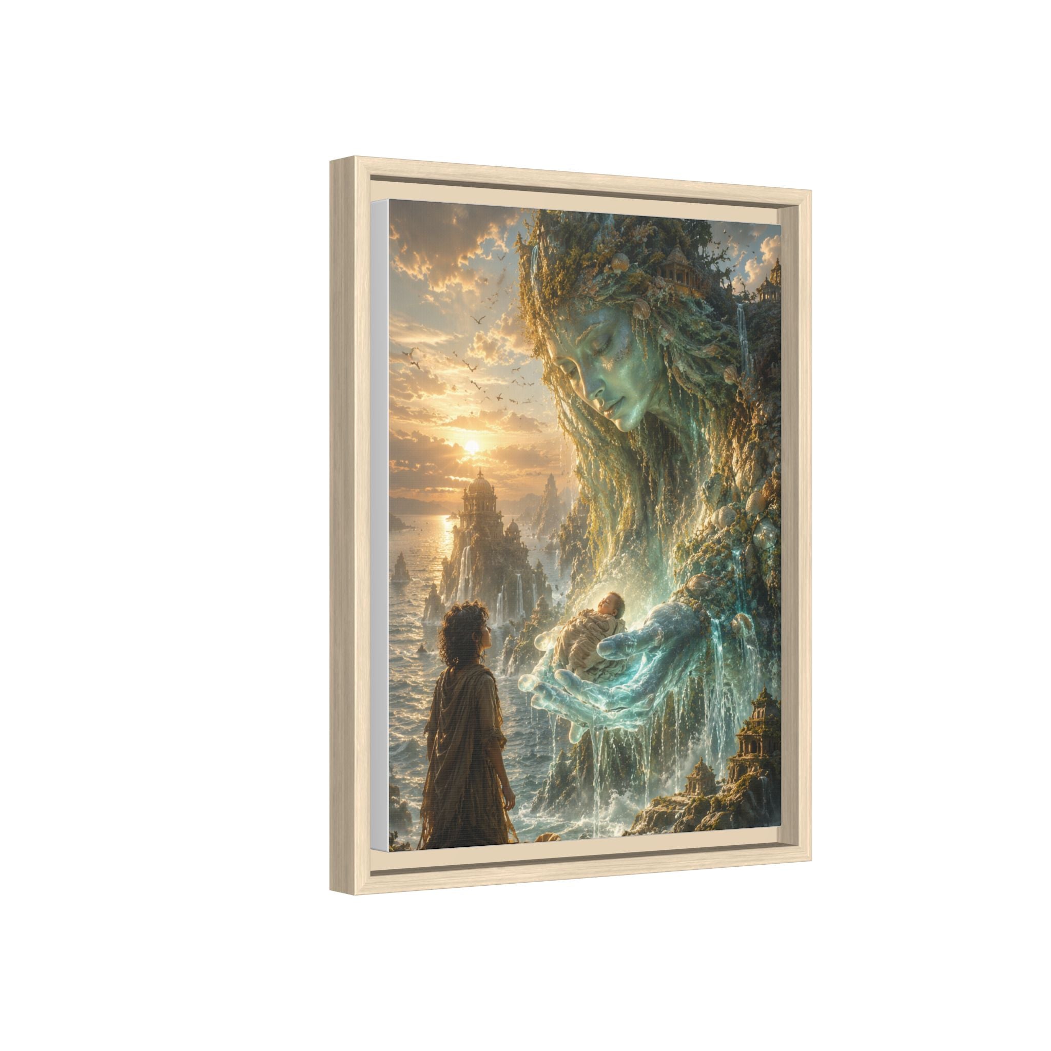 Framed Matte Canvas Print — Ocean Spirit Guardian Fantasy Art