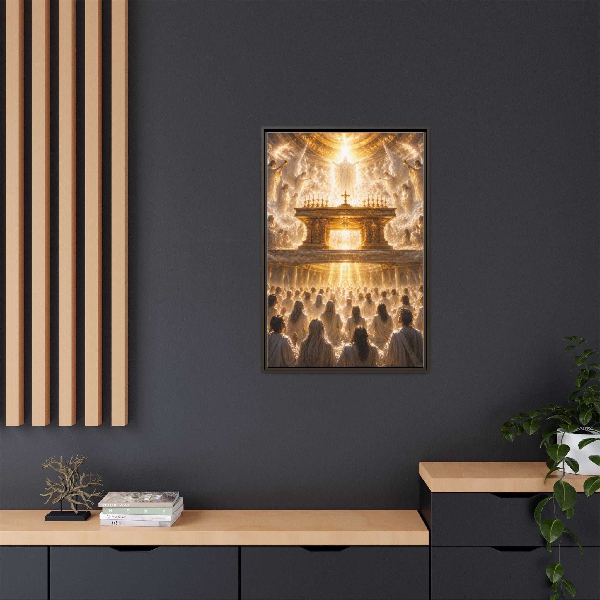Heavenly Altar Matte Canvas Framed Wall Art — Spiritual Church Scene