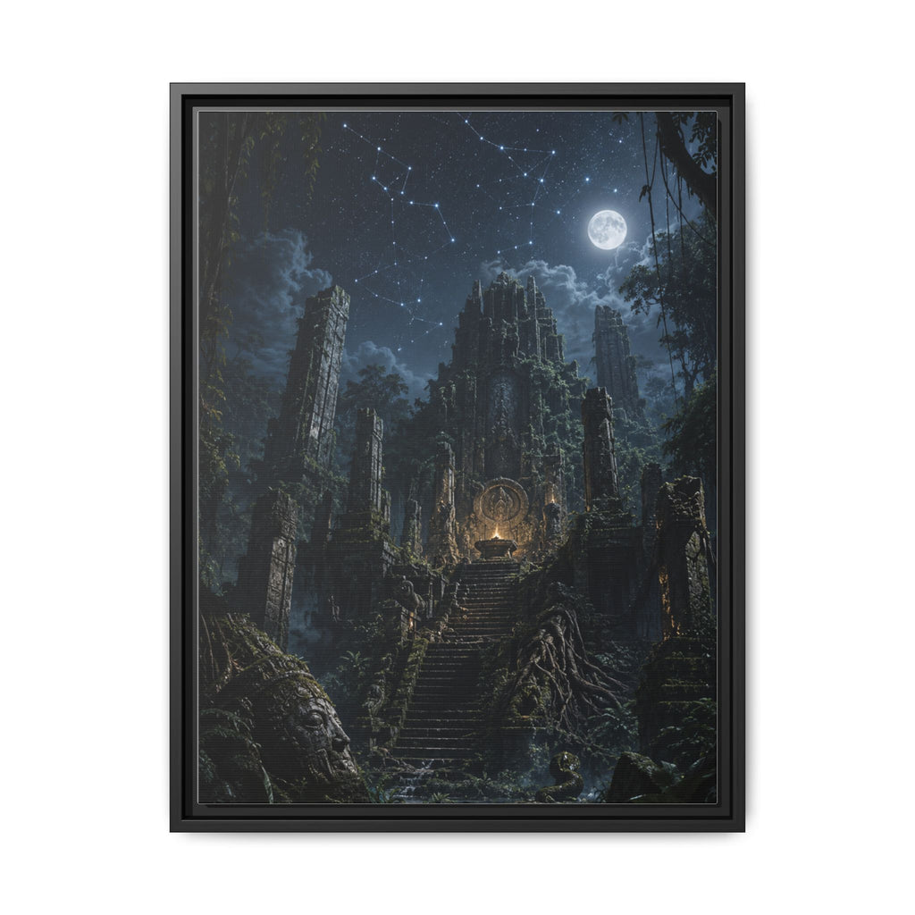 Framed Matte Canvas - Moonlit Ruins Fantasy Wall Art