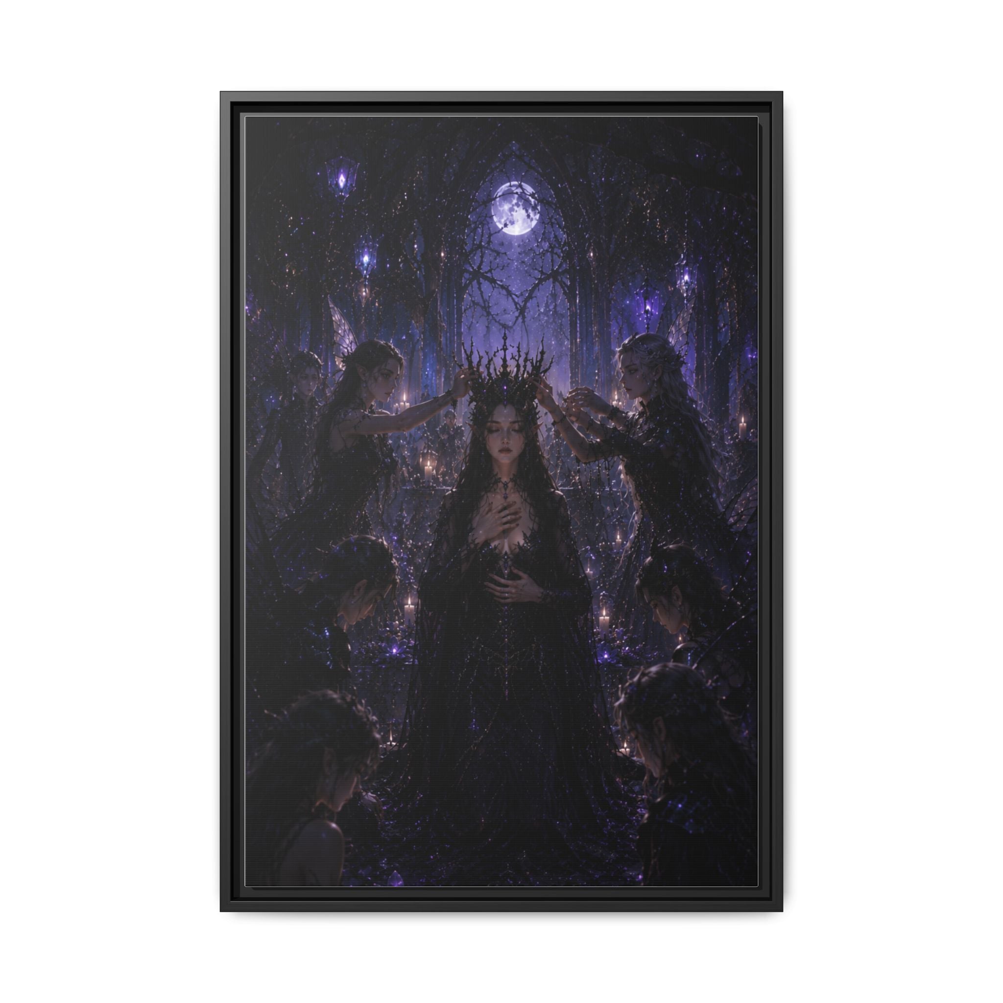 Gothic Moon Queen Framed Canvas Print