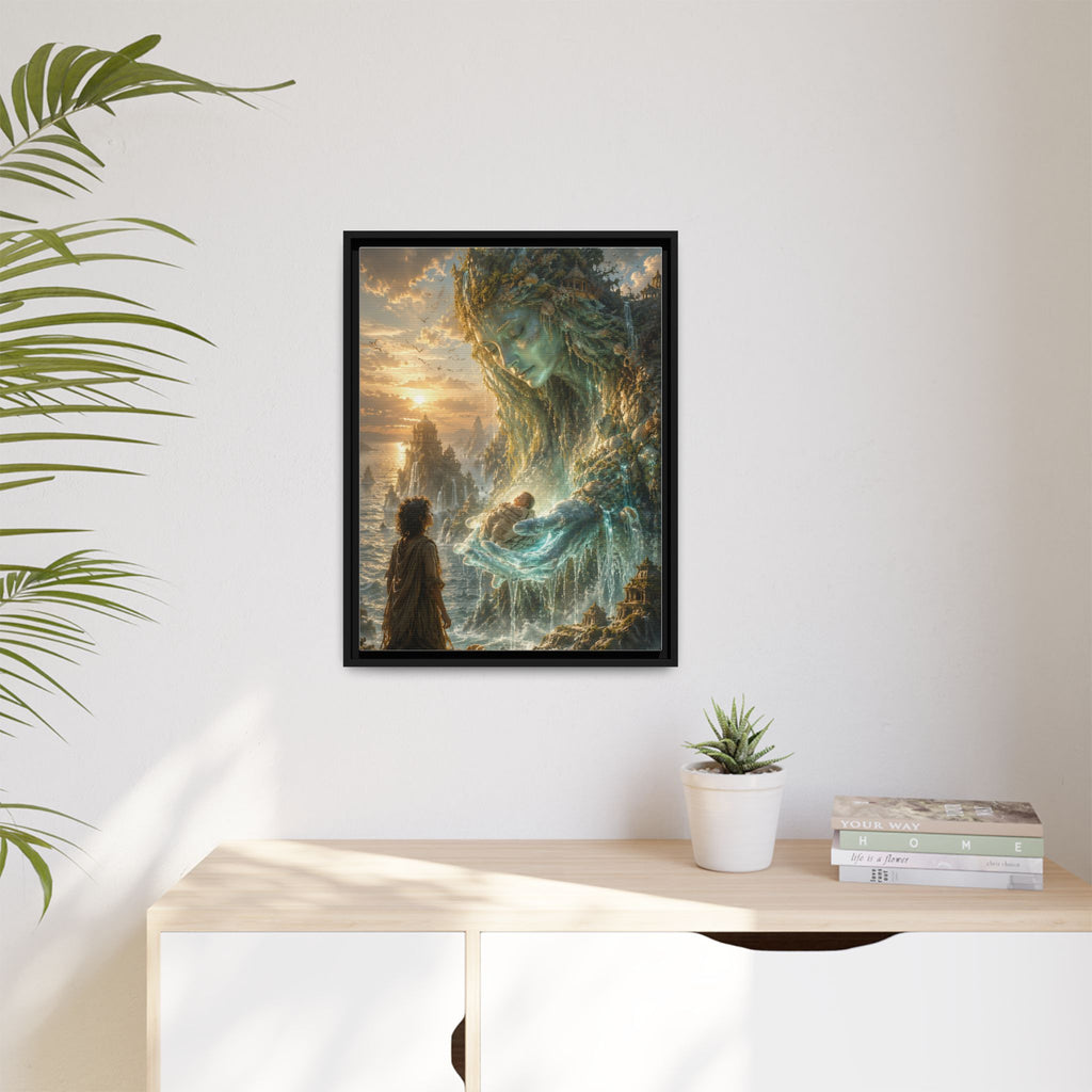 Framed Matte Canvas Print — Ocean Spirit Guardian Fantasy Art