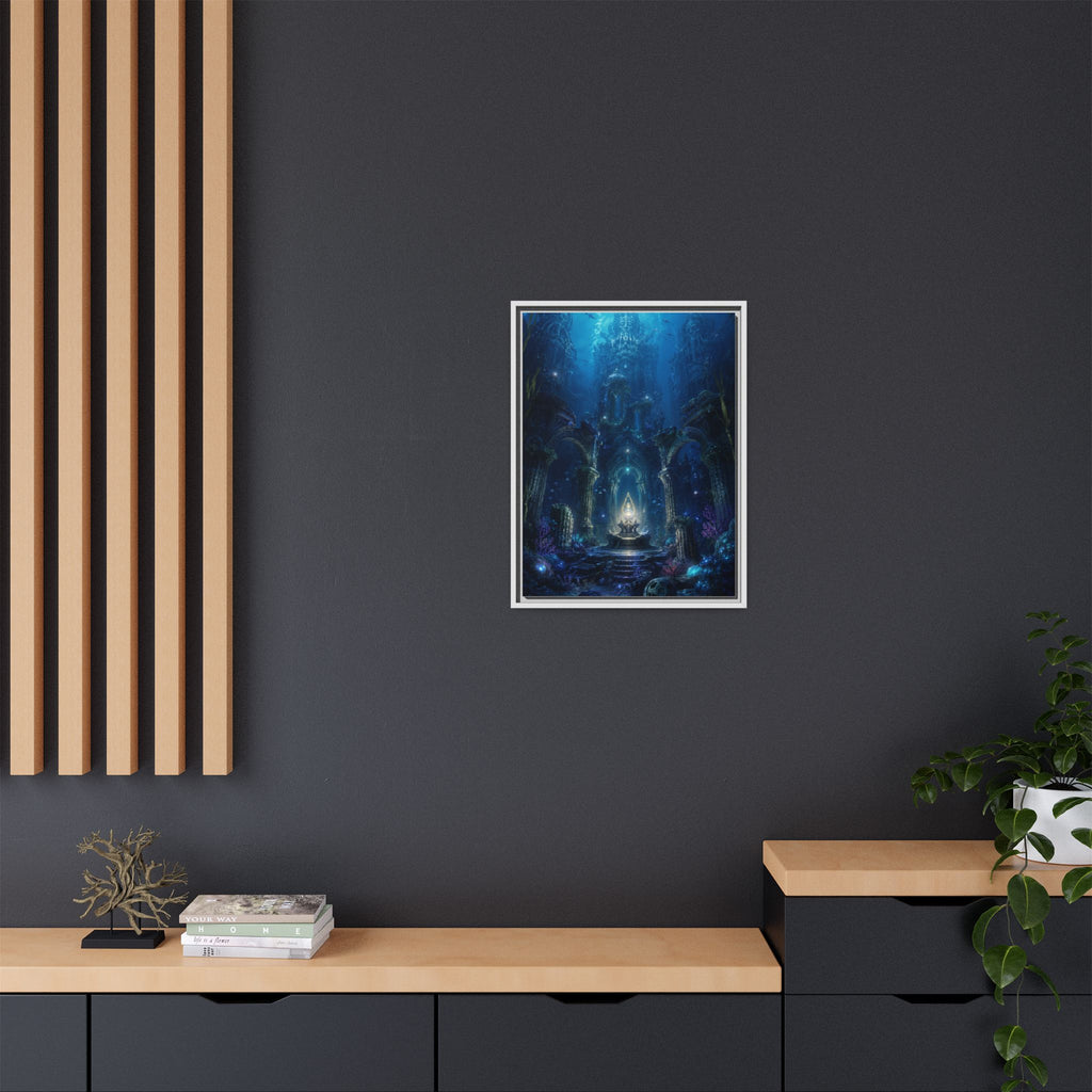 Framed Matte Canvas - Enchanted Underwater Temple Fantasy Art