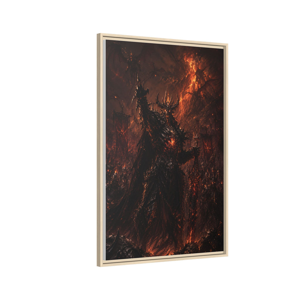 Framed Matte Canvas: Infernal Dark Lord Fantasy Wall Art