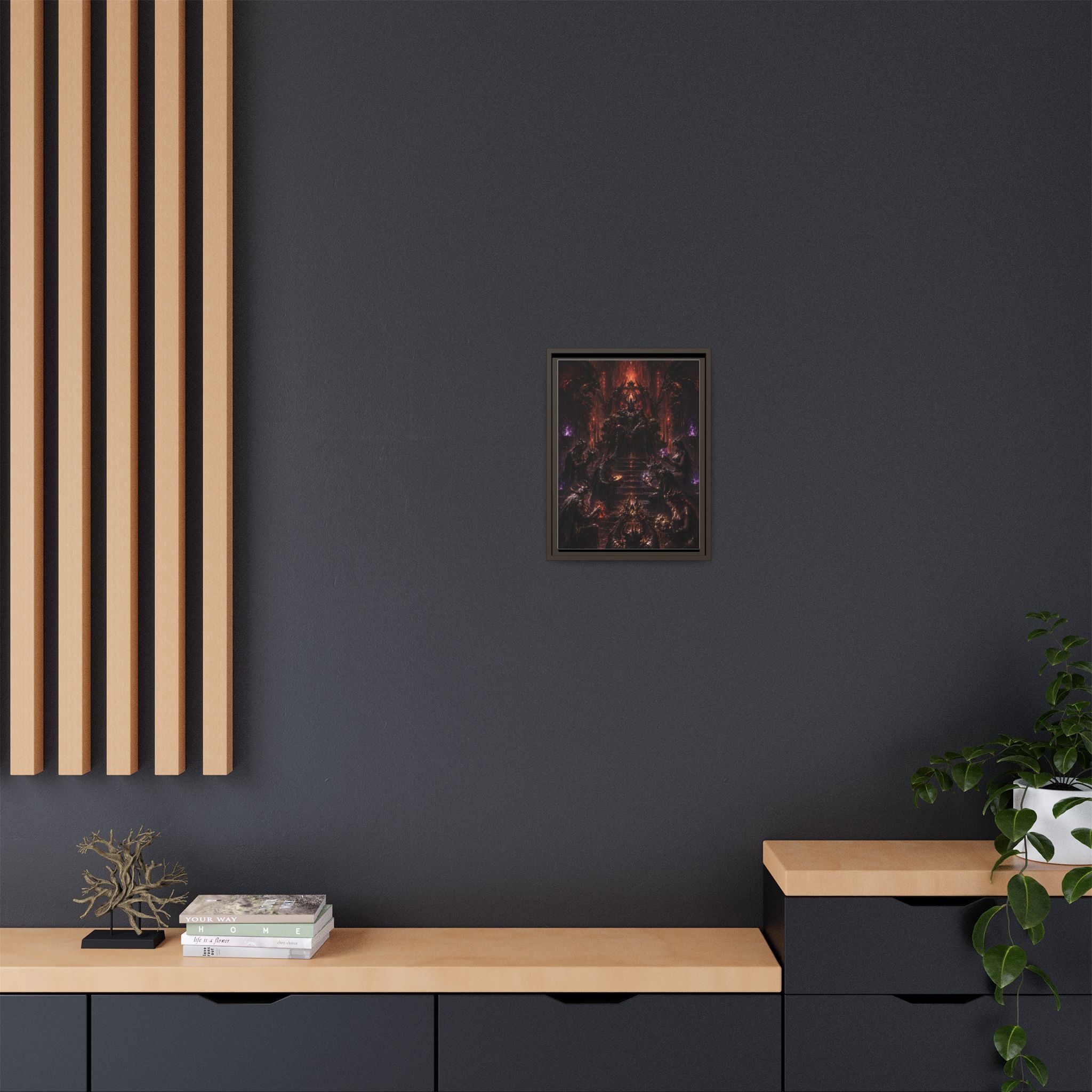 Dark Fantasy Throne Room Matte Canvas Print (Framed)