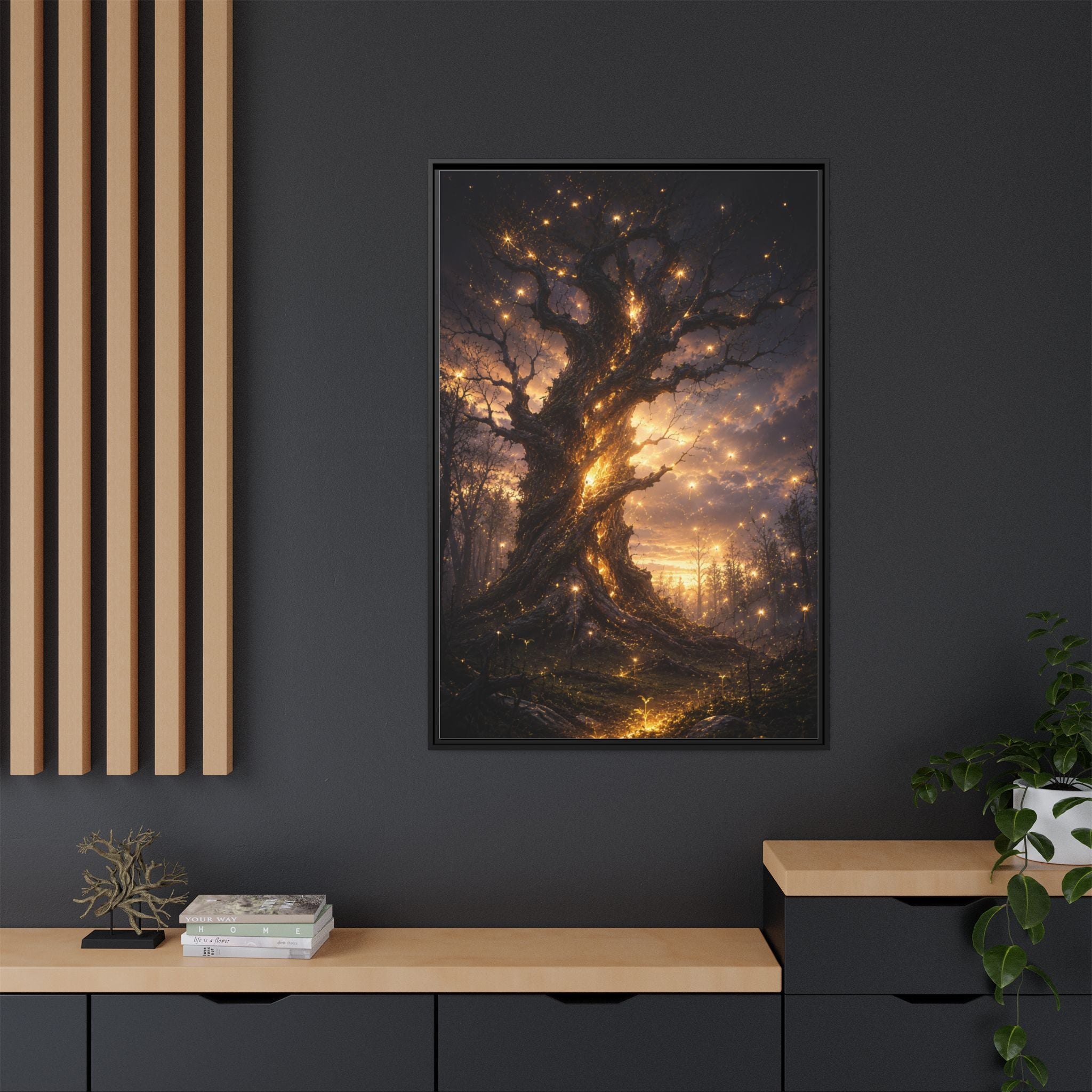 Enchanted Tree Matte Canvas Print — Framed Fantasy Wall Art