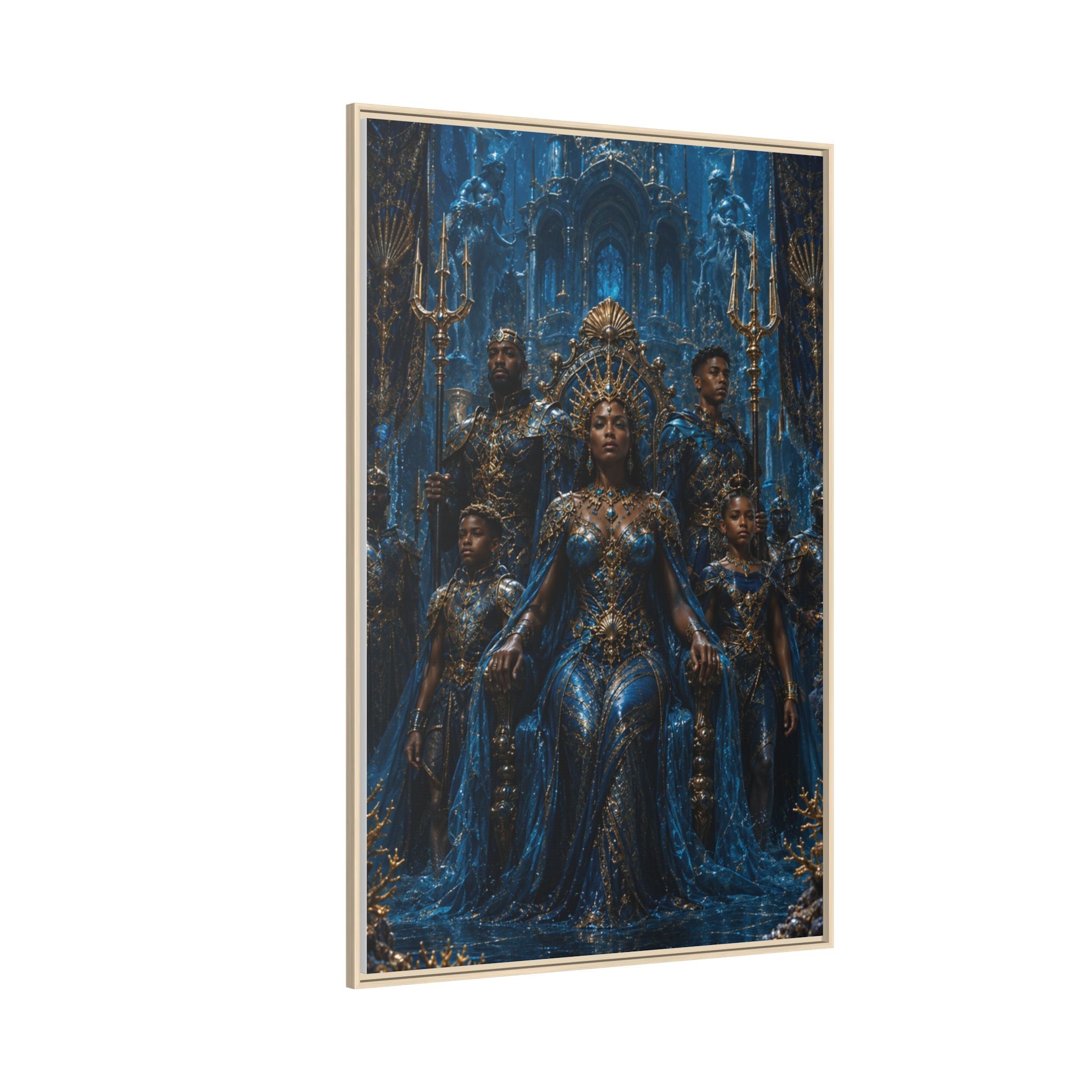 Underwater Queen Matte Framed Canvas — Oceanic Fantasy Wall Art