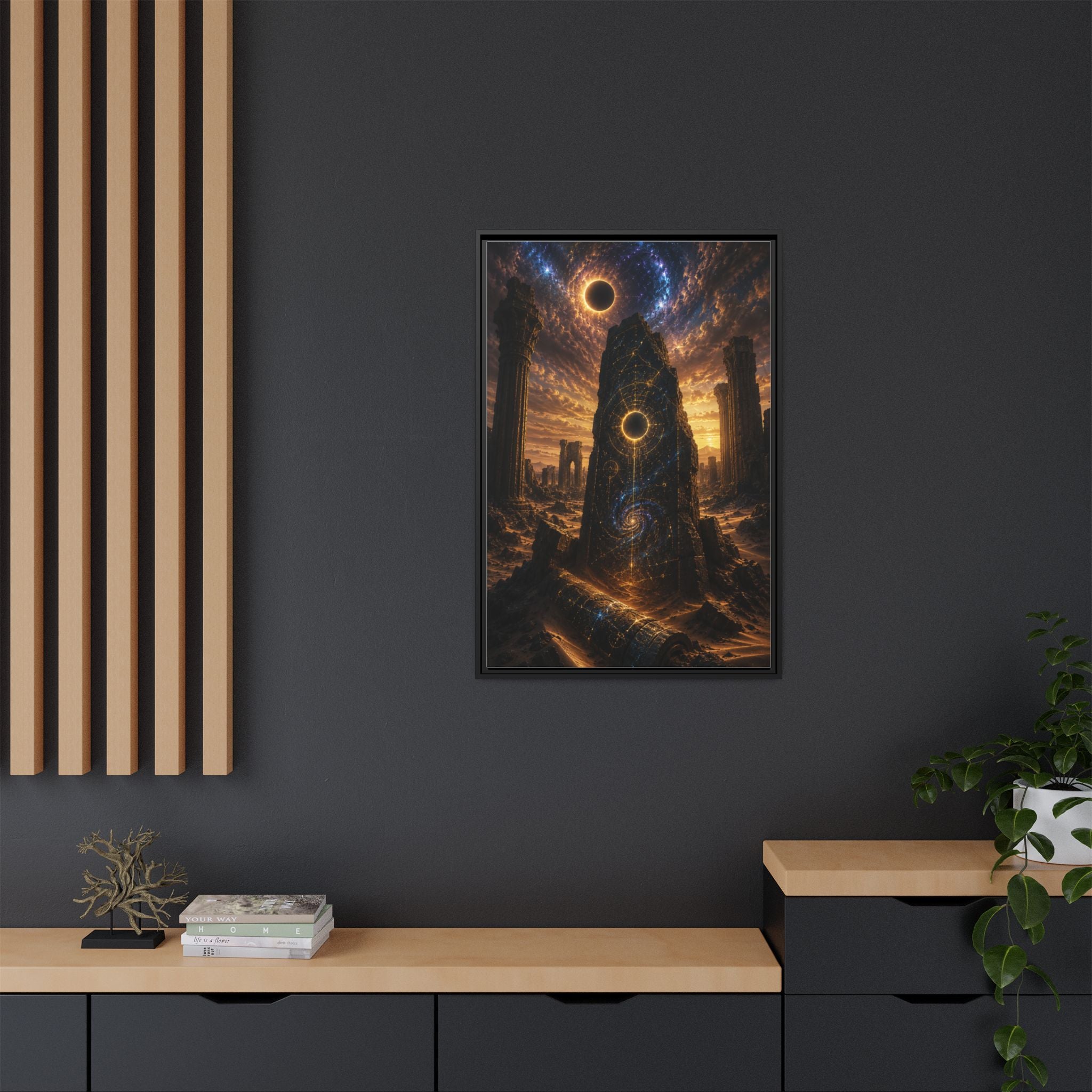 Framed Matte Canvas - Cosmic Obelisk Fantasy Wall Art