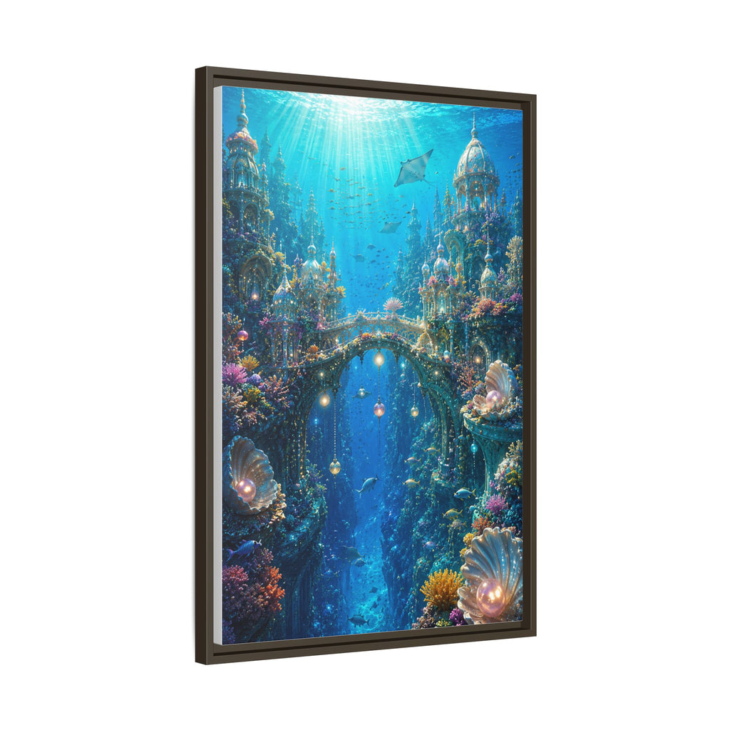 Underwater Fantasy Canvas Print — Framed Matte Ocean City Wall Art