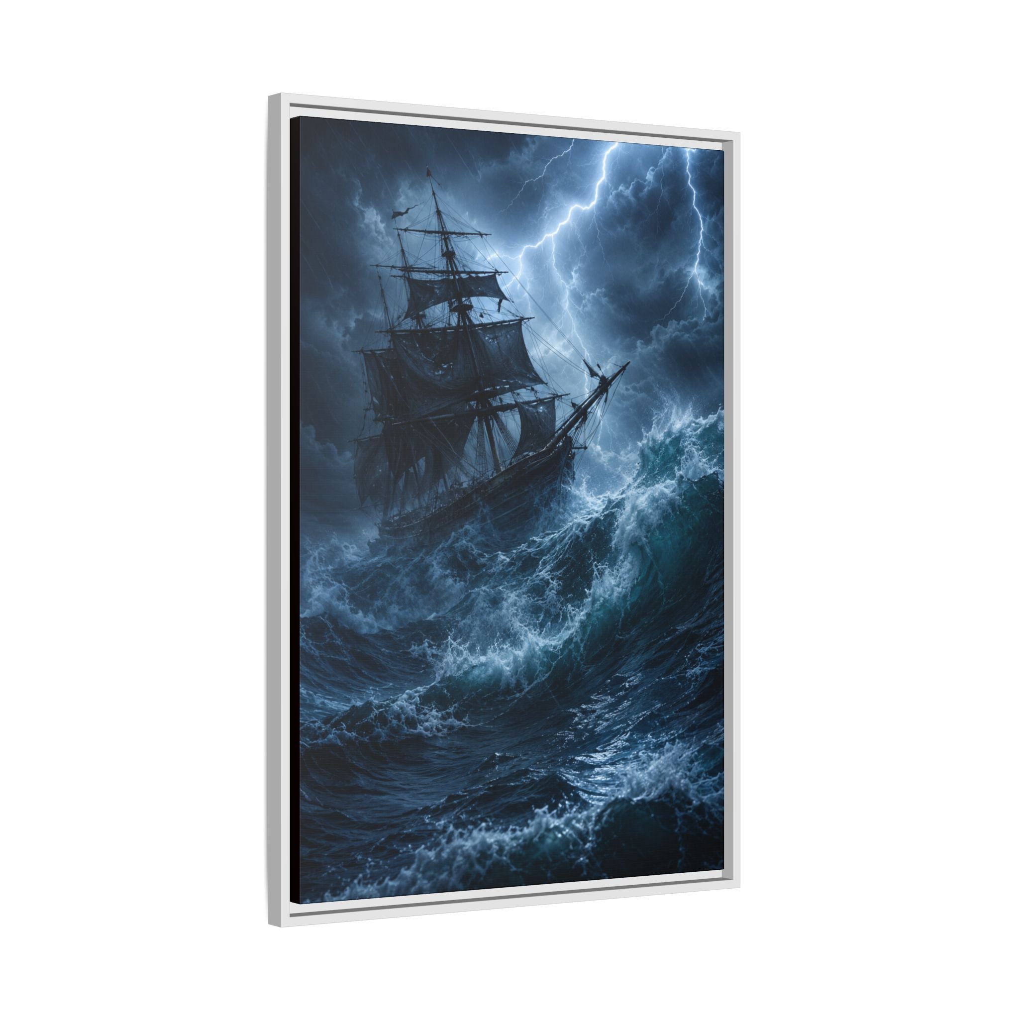 Stormy Seas Ship Painting — Fine Art Paper Print Wall Art
