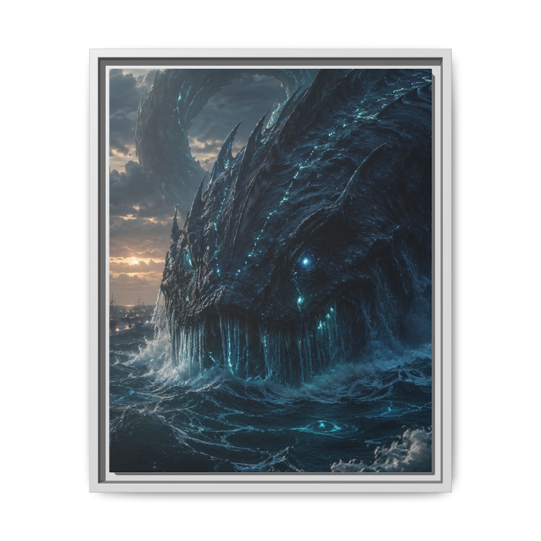 Framed Matte Canvas - Mythic Sea Leviathan Wall Art