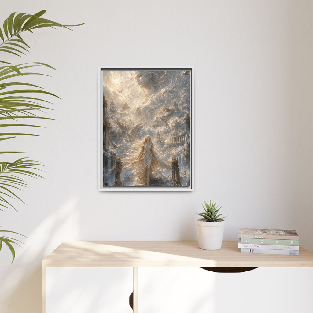 Ethereal Goddess Matte Framed Canvas Art — Dreamlike Fantasy Wall Decor