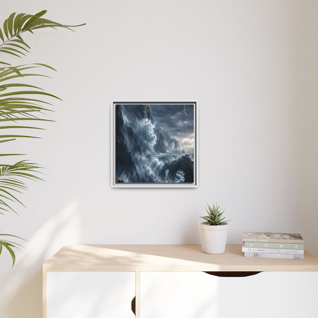Framed Matte Canvas - Stormy Ocean Fantasy Wall Art