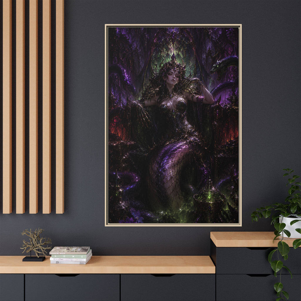 Dark Fantasy Goddess Matte Canvas Print — Framed Multi‑Color Wall Art