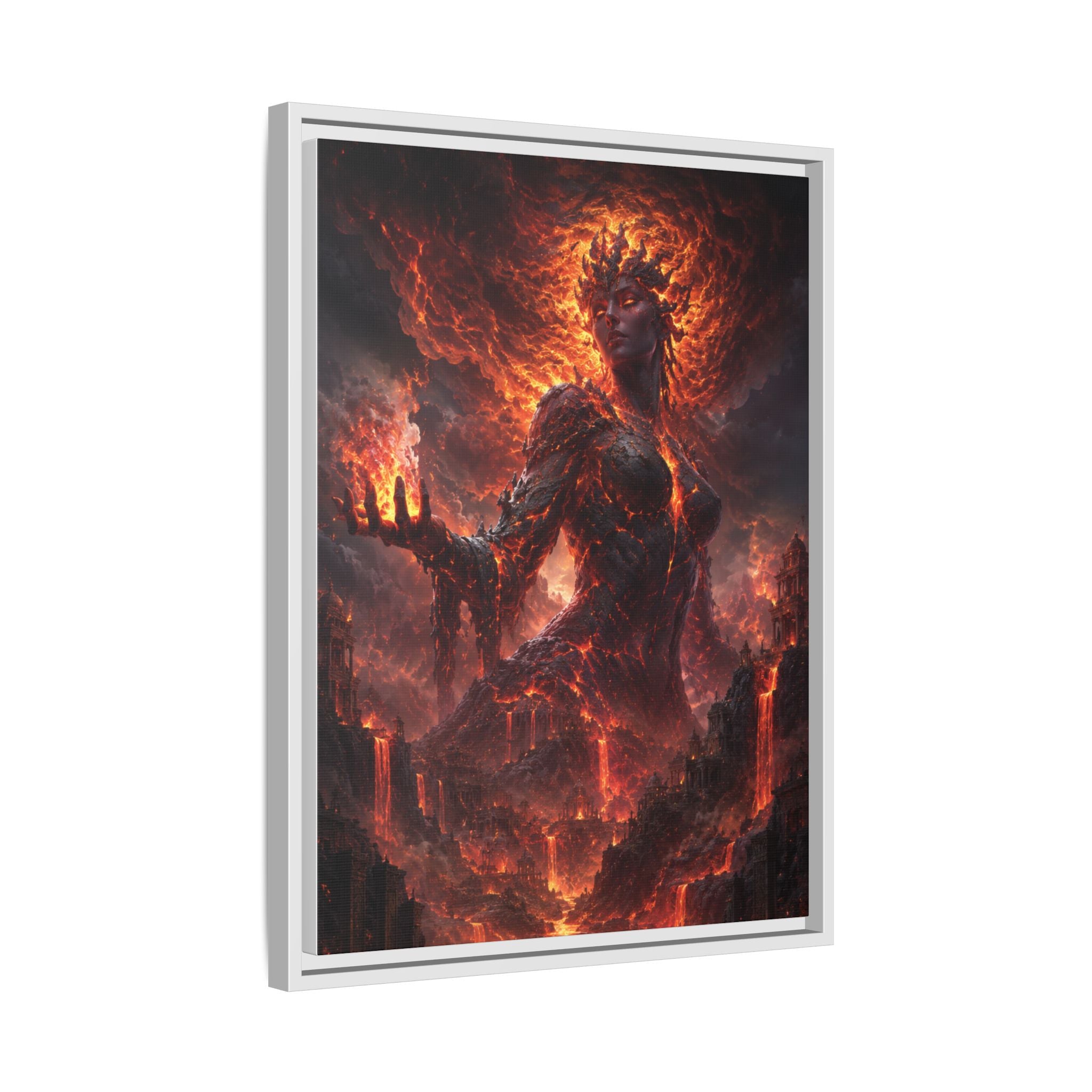 Framed Matte Canvas — Fiery Demon Goddess Wall Art