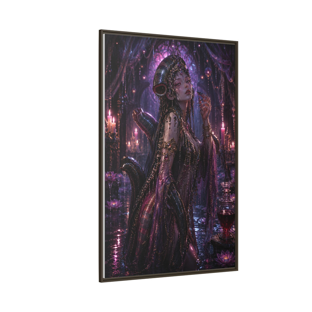 Gothic Fantasy Goddess Matte Canvas Print — Framed Dark Purple Wall Art