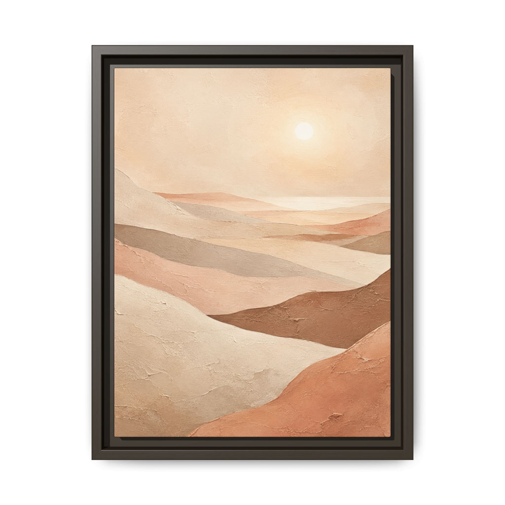 Desert Sunrise Landscape Framed Canvas | Neutral Wall Art