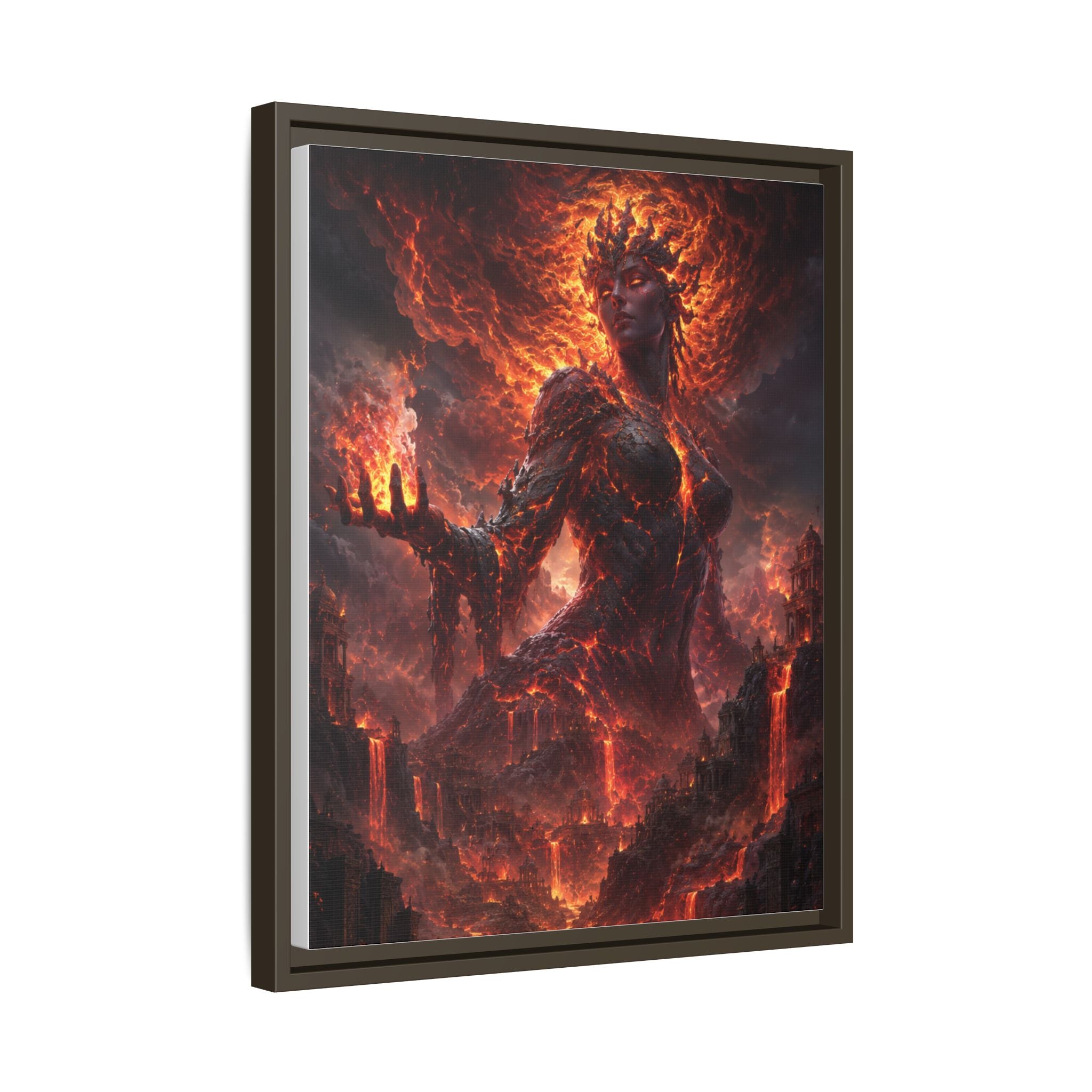 Framed Matte Canvas — Fiery Demon Goddess Wall Art