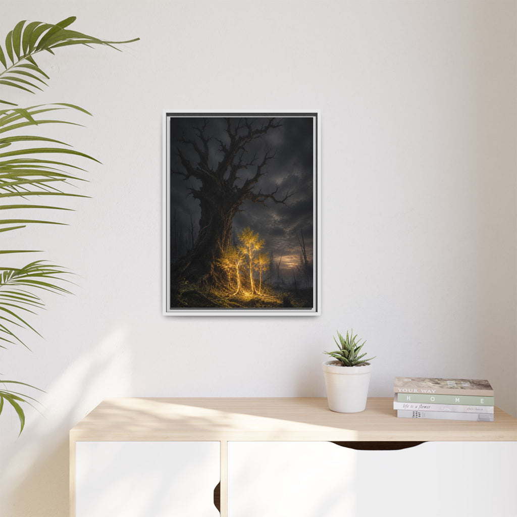 Framed Matte Canvas — Glowing Enchanted Tree Wall Art