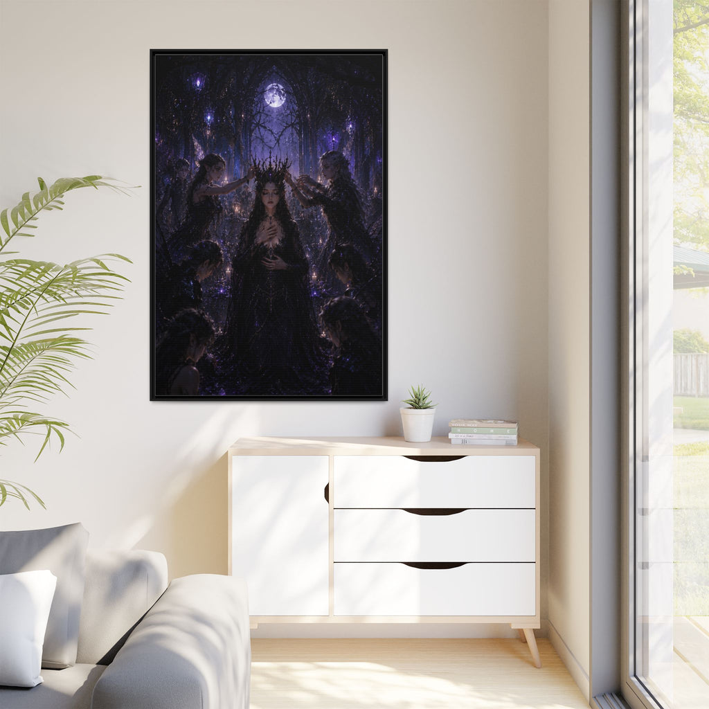 Gothic Moon Queen Framed Canvas Print