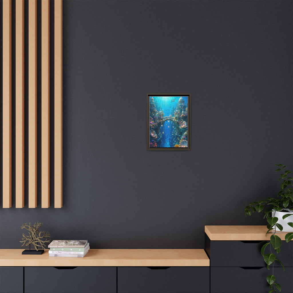 Underwater Fantasy Matte Canvas Framed Print — Ocean City Coral Reef Wall Art