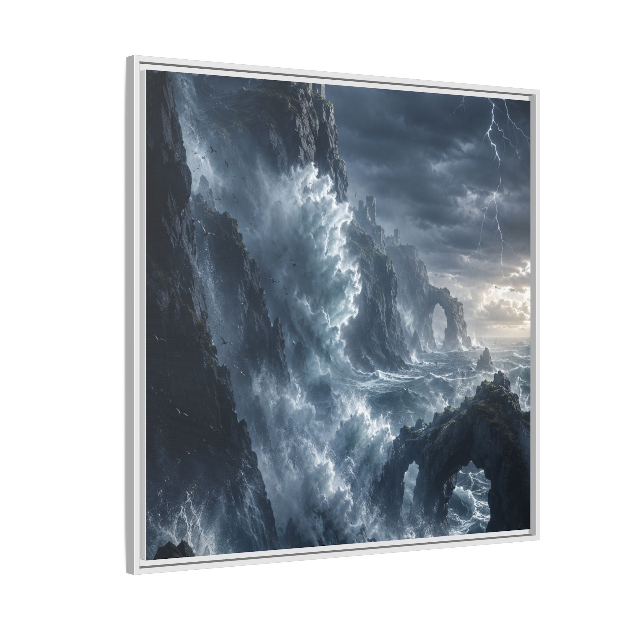 Framed Matte Canvas - Stormy Ocean Fantasy Wall Art