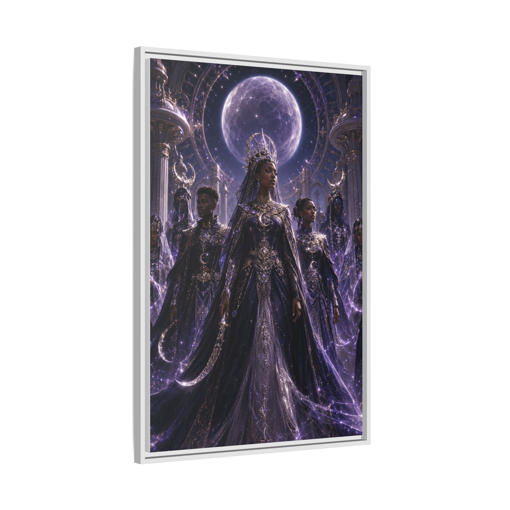 Mystic Moon Queen Framed Matte Canvas Print — Fantasy Royalty Wall Art