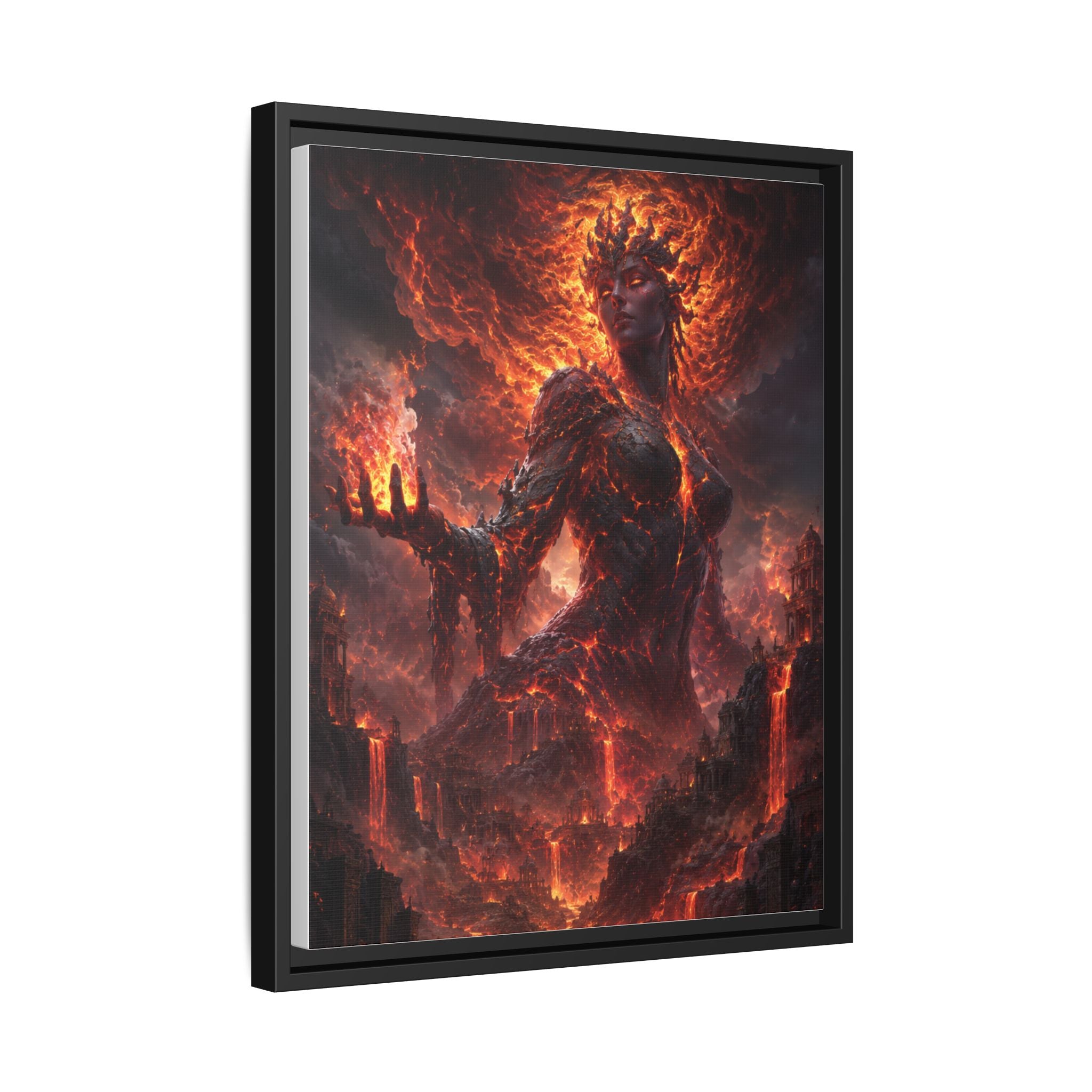 Framed Matte Canvas — Fiery Demon Goddess Wall Art