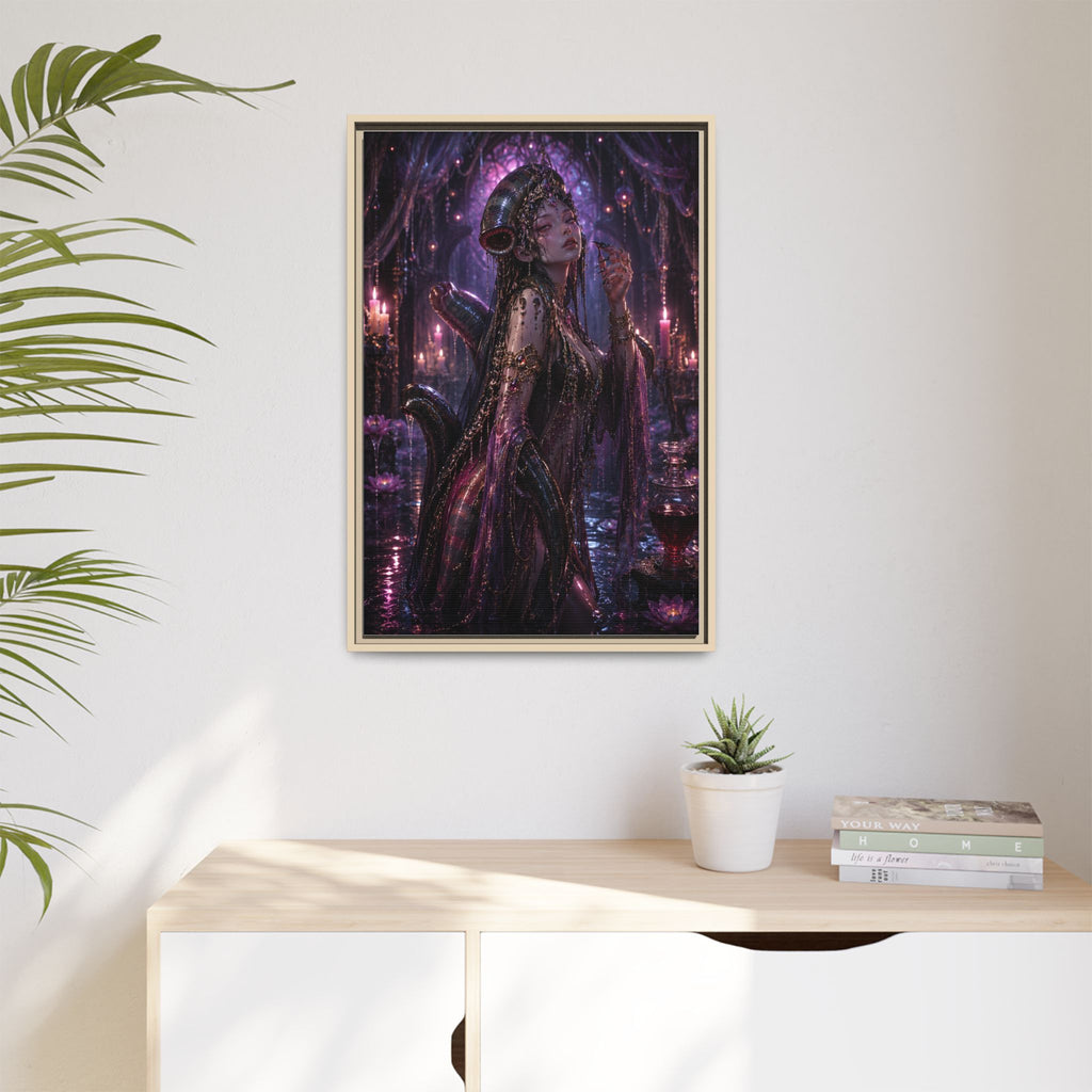 Gothic Fantasy Goddess Matte Canvas Print — Framed Dark Purple Wall Art