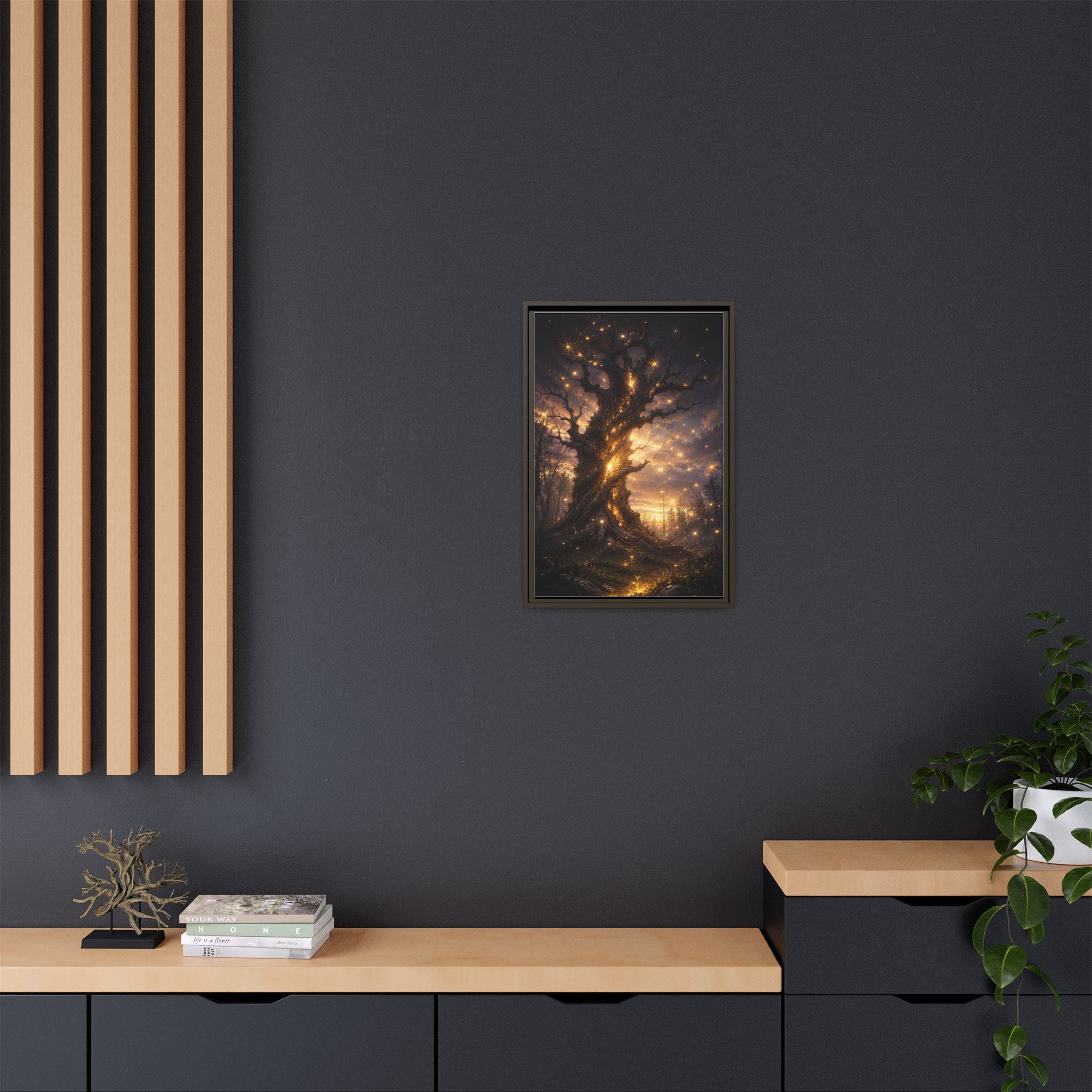 Enchanted Tree Matte Canvas Print — Framed Fantasy Wall Art